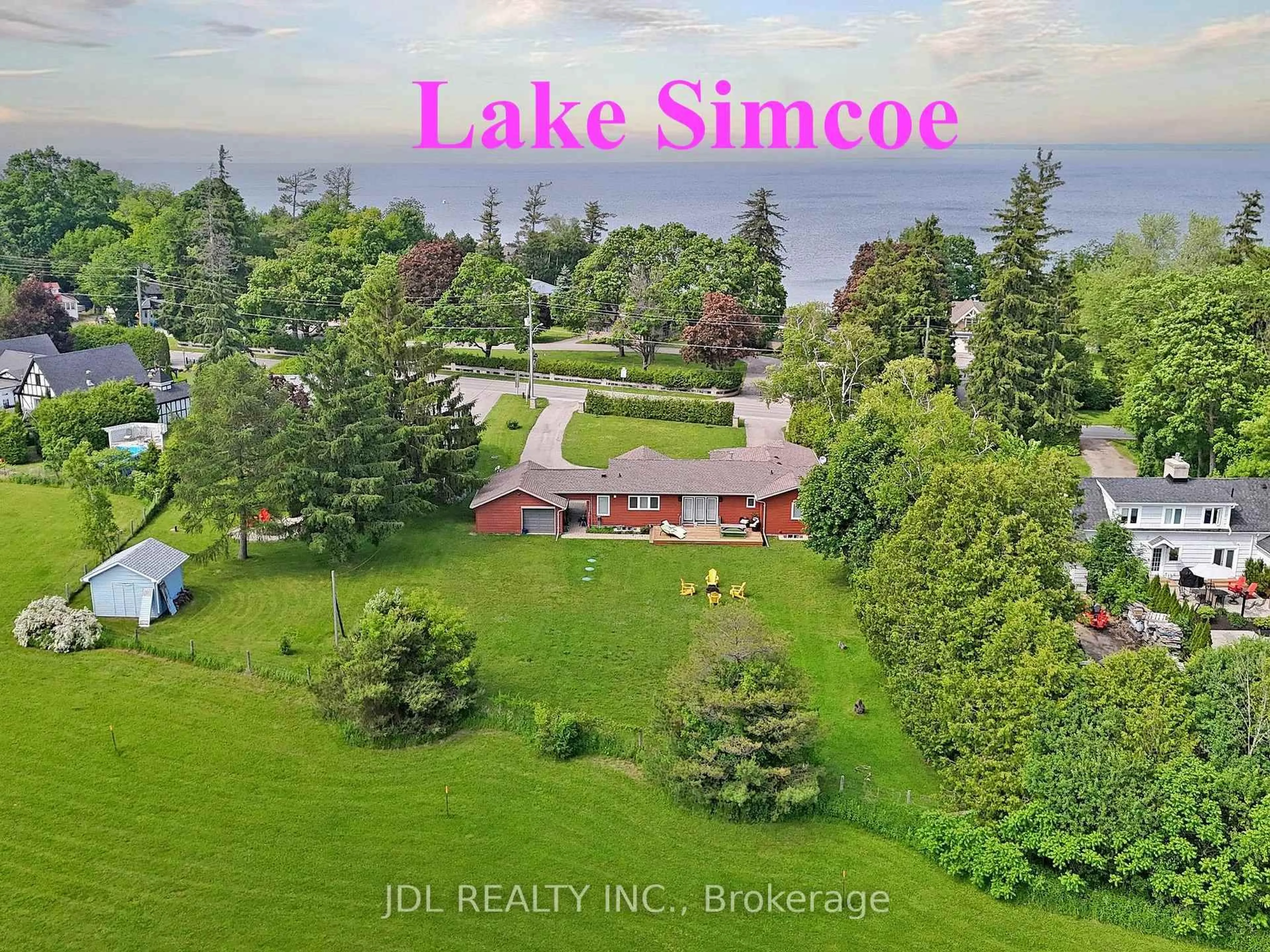 A pic from outside/outdoor area/front of a property/back of a property/a pic from drone, water/lake/river/ocean view for 11 Hedge Rd, Georgina Ontario L0E 1R0
