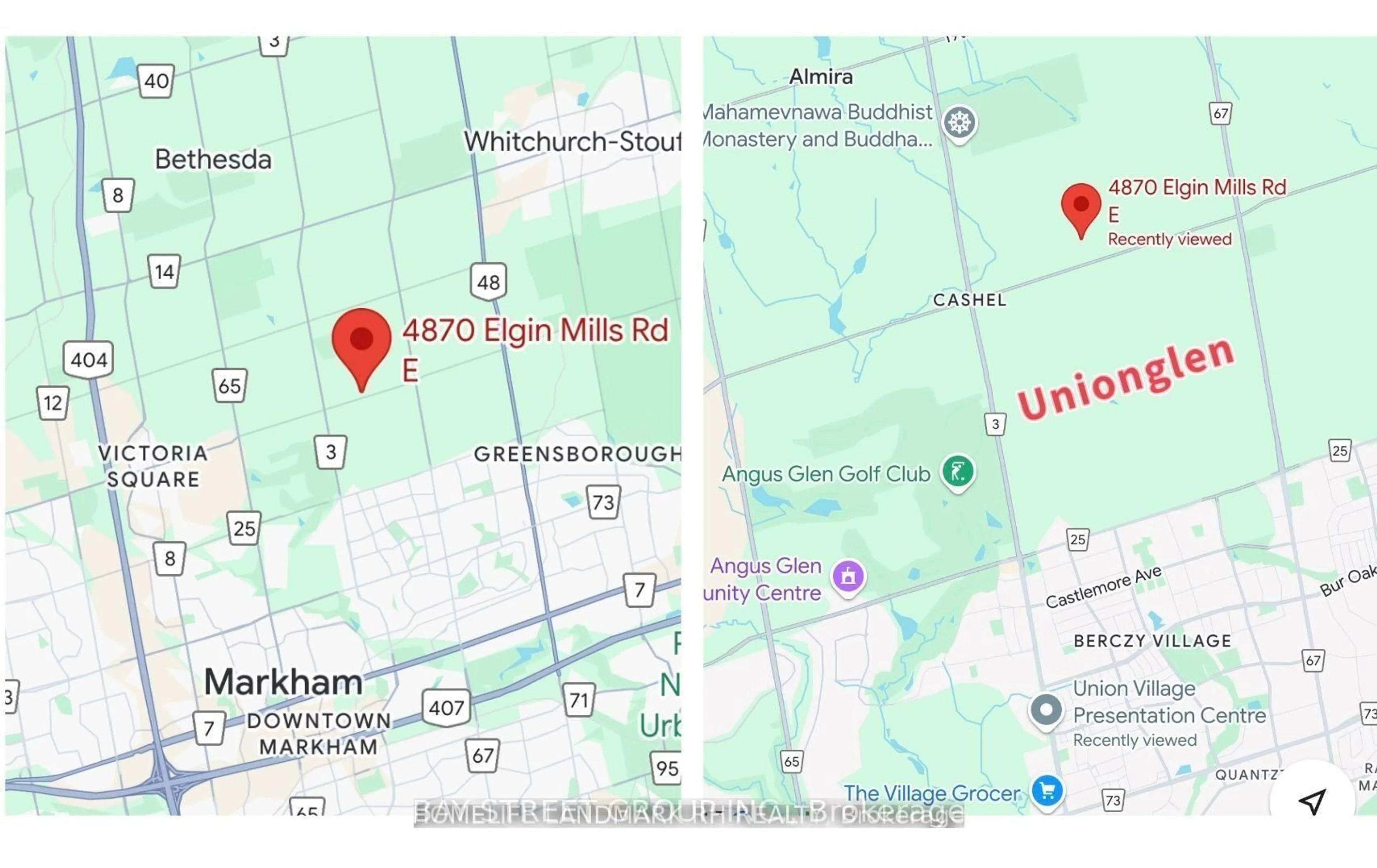 Picture of a map for 4870 Elgin Mills Rd, Markham Ontario L6C 1L5