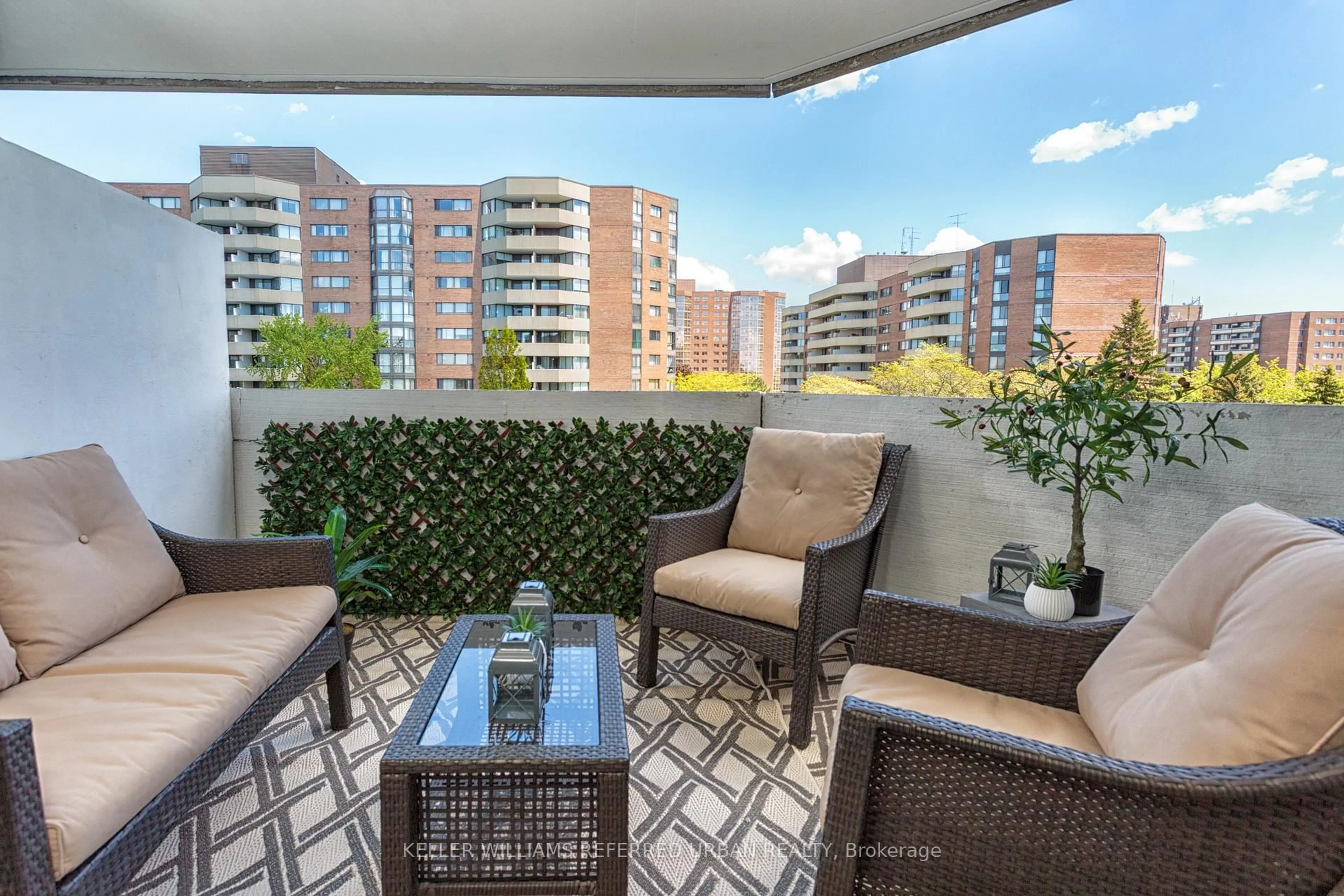 Balcony in the apartment, city buildings view from balcony for 70 Baif Blvd #605, Richmond Hill Ontario L4C 5L2