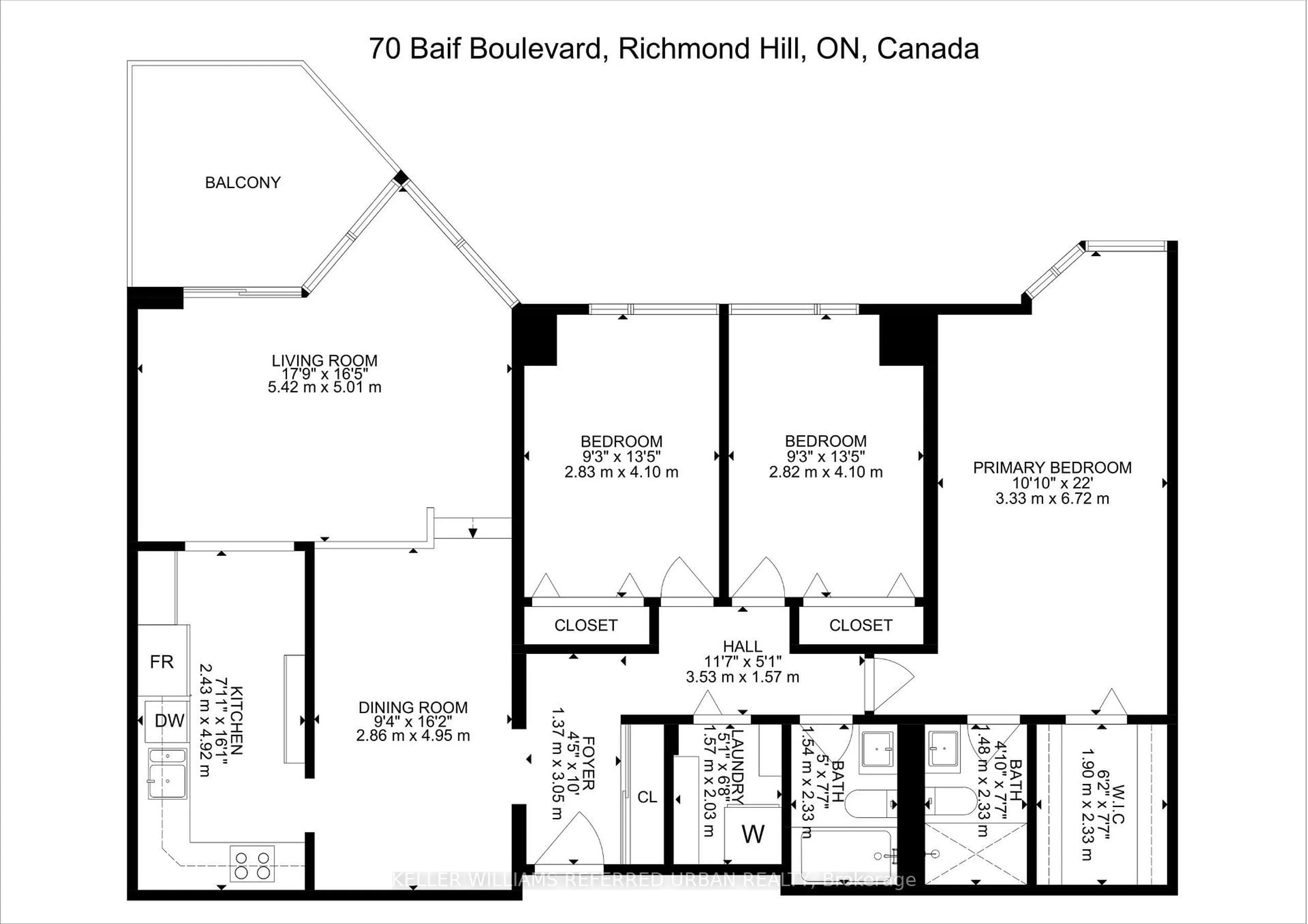 Floor plan for 70 Baif Blvd #605, Richmond Hill Ontario L4C 5L2