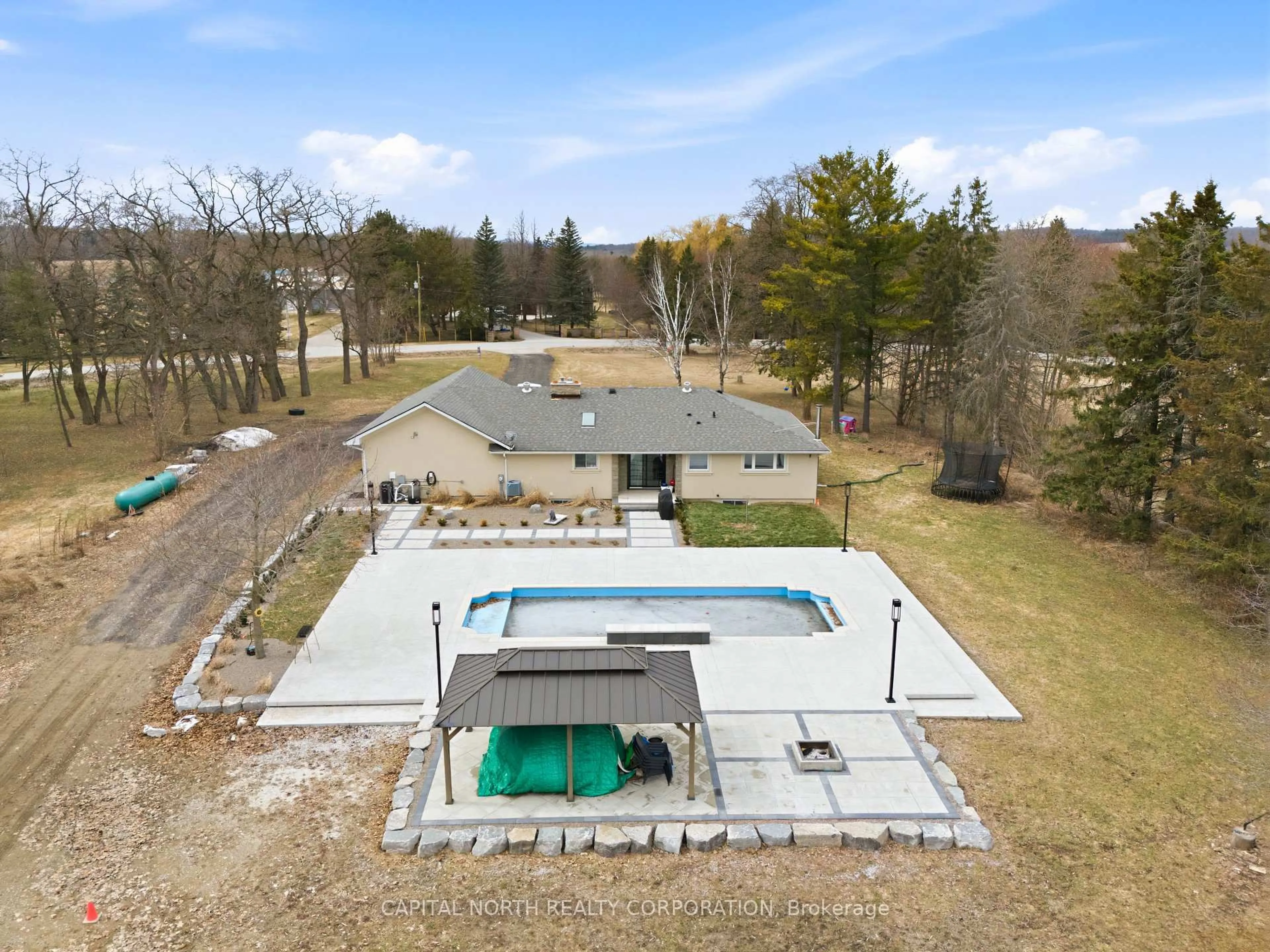 A pic from outside/outdoor area/front of a property/back of a property/a pic from drone, water/lake/river/ocean view for 1997 15th Sideroad, New Tecumseth Ontario L0G 1W0