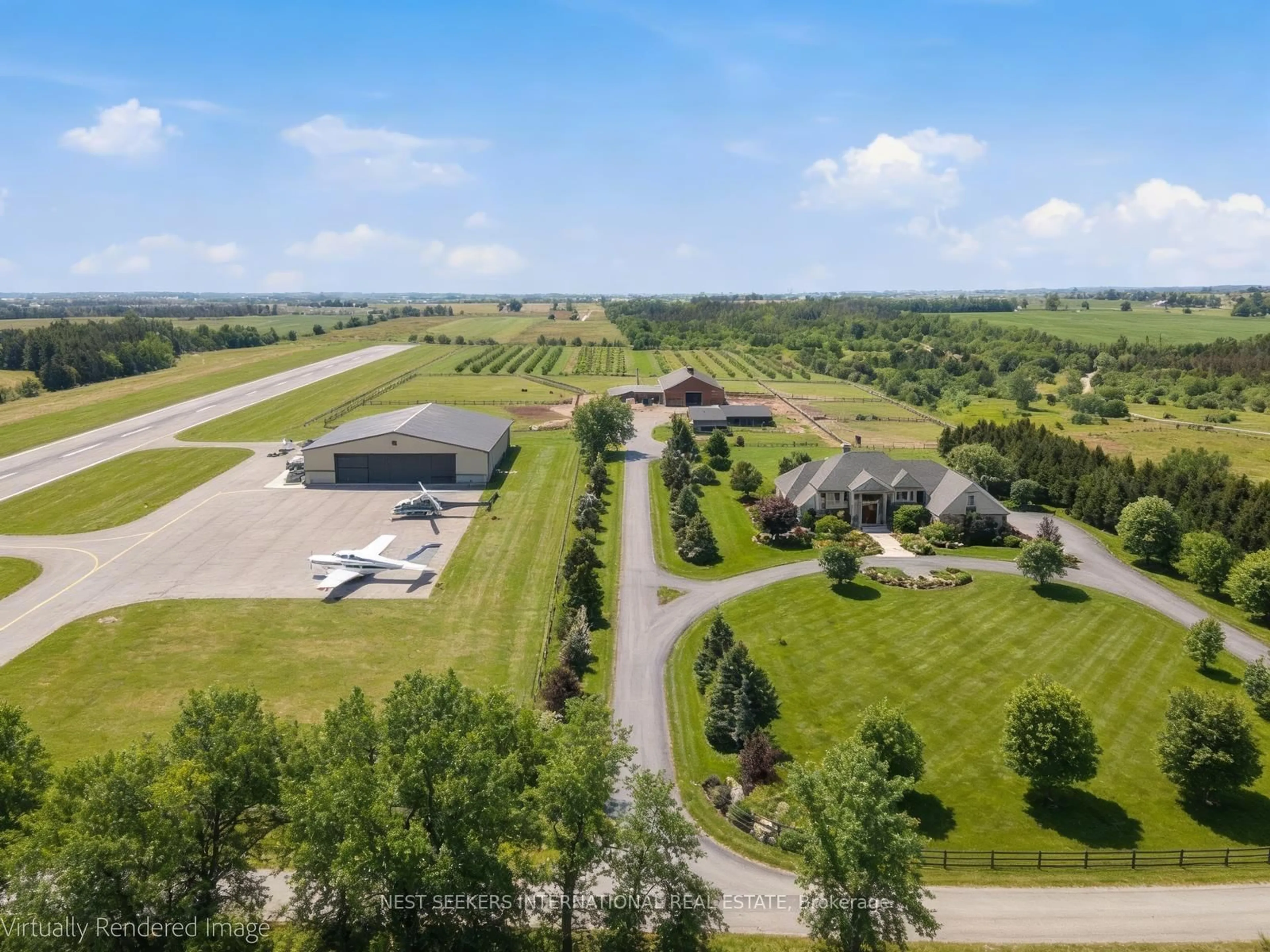 A pic from outside/outdoor area/front of a property/back of a property/a pic from drone, mountain view for 5876 8th Line, Essa Ontario L0L 1N0