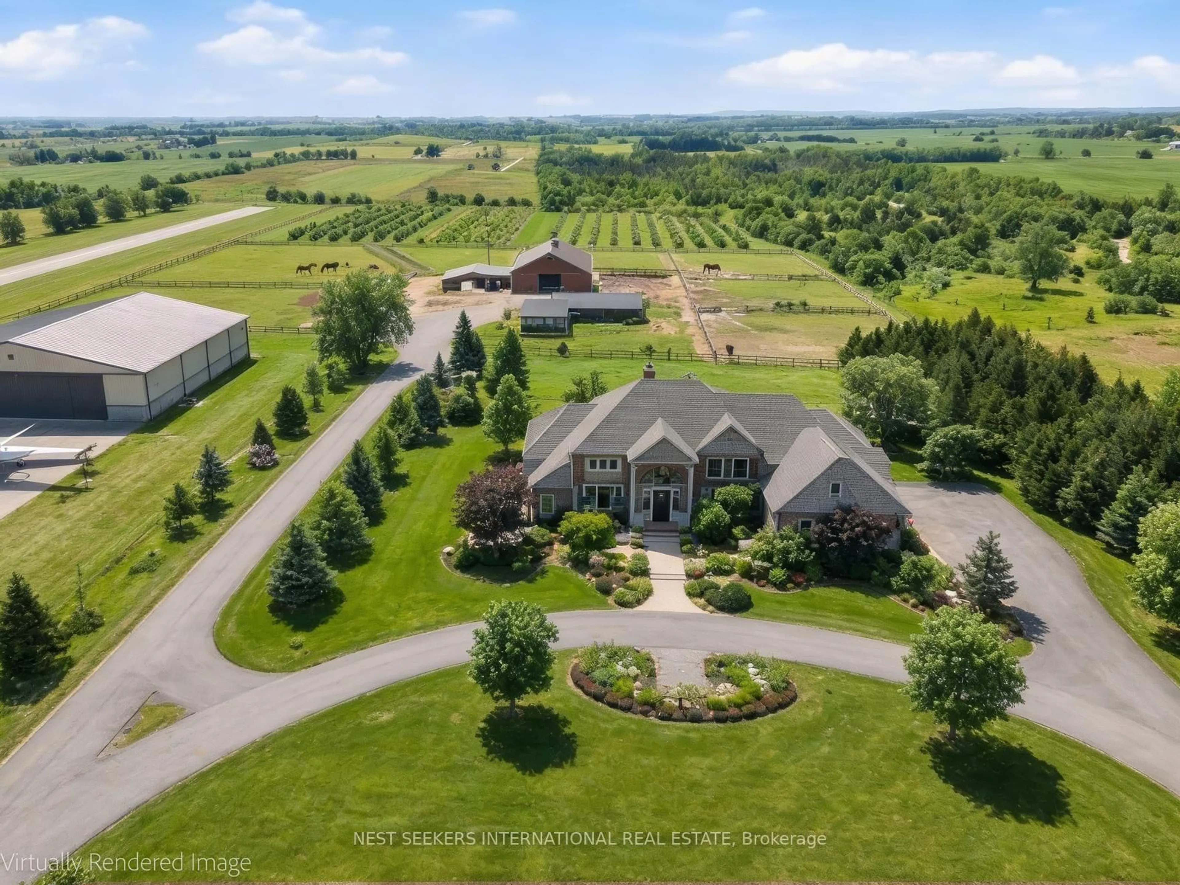 A pic from outside/outdoor area/front of a property/back of a property/a pic from drone, mountain view for 5876 8th Line, Essa Ontario L0L 1N0