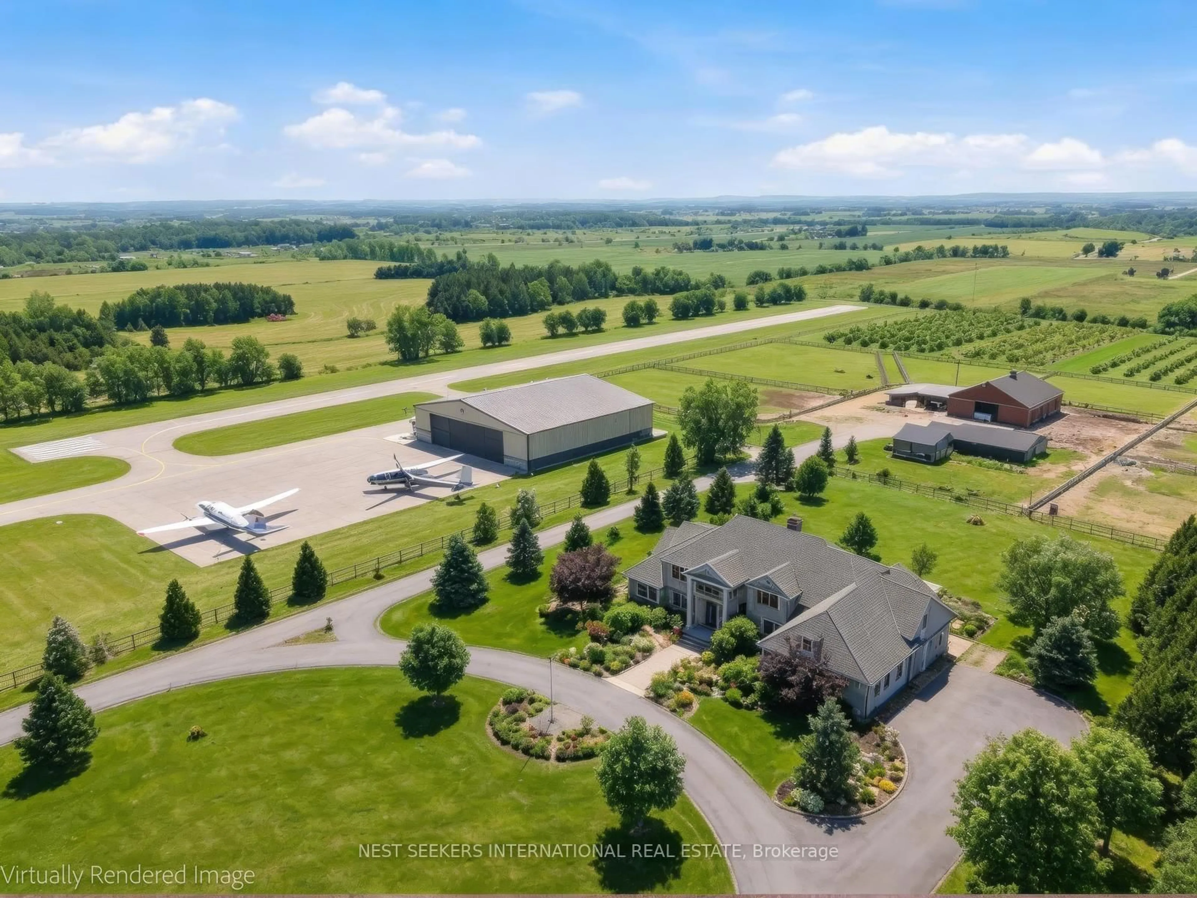 A pic from outside/outdoor area/front of a property/back of a property/a pic from drone, mountain view for 5876 8th Line, Essa Ontario L0L 1N0