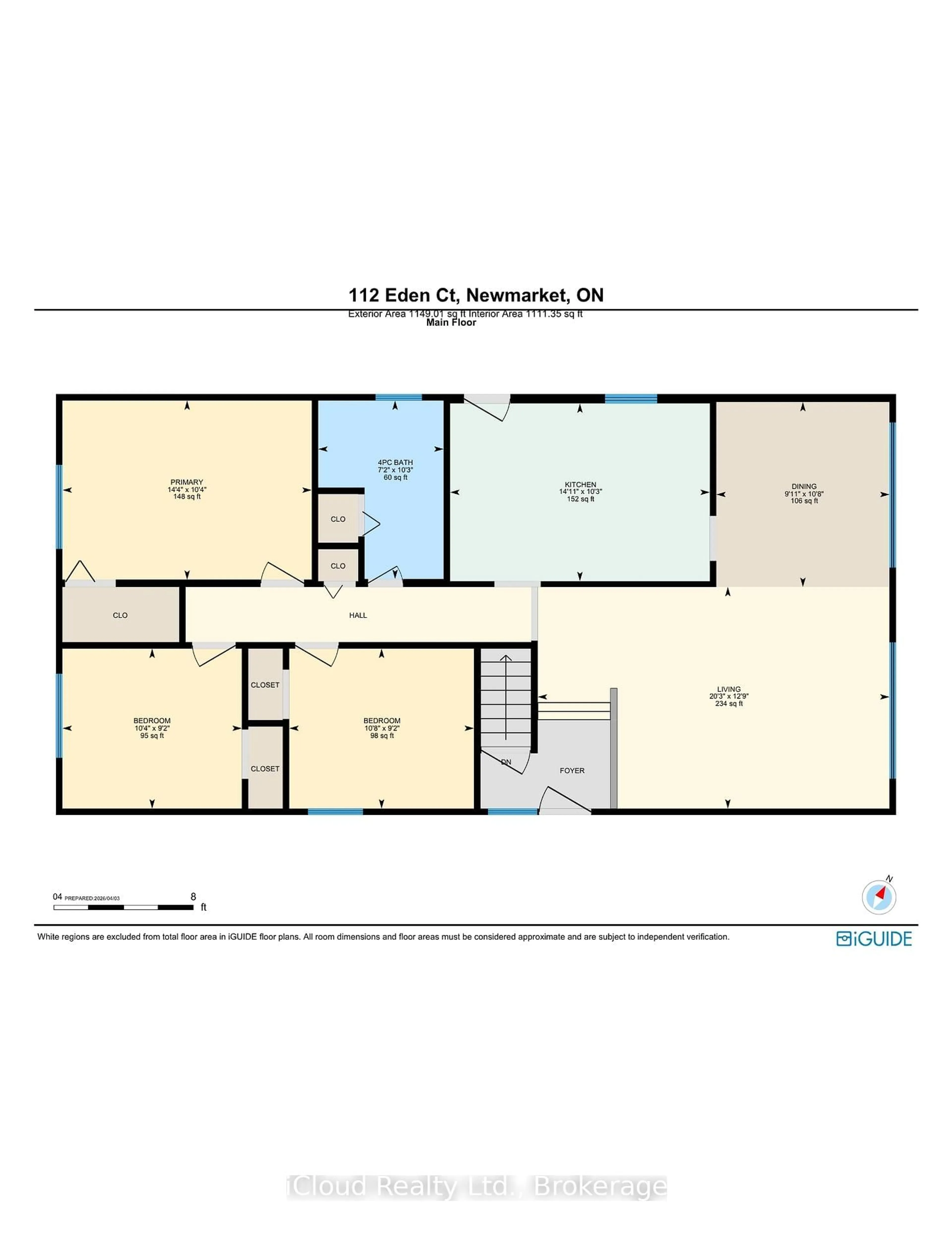 Floor plan for 112 Eden Crt, Newmarket Ontario L3Y 2X5