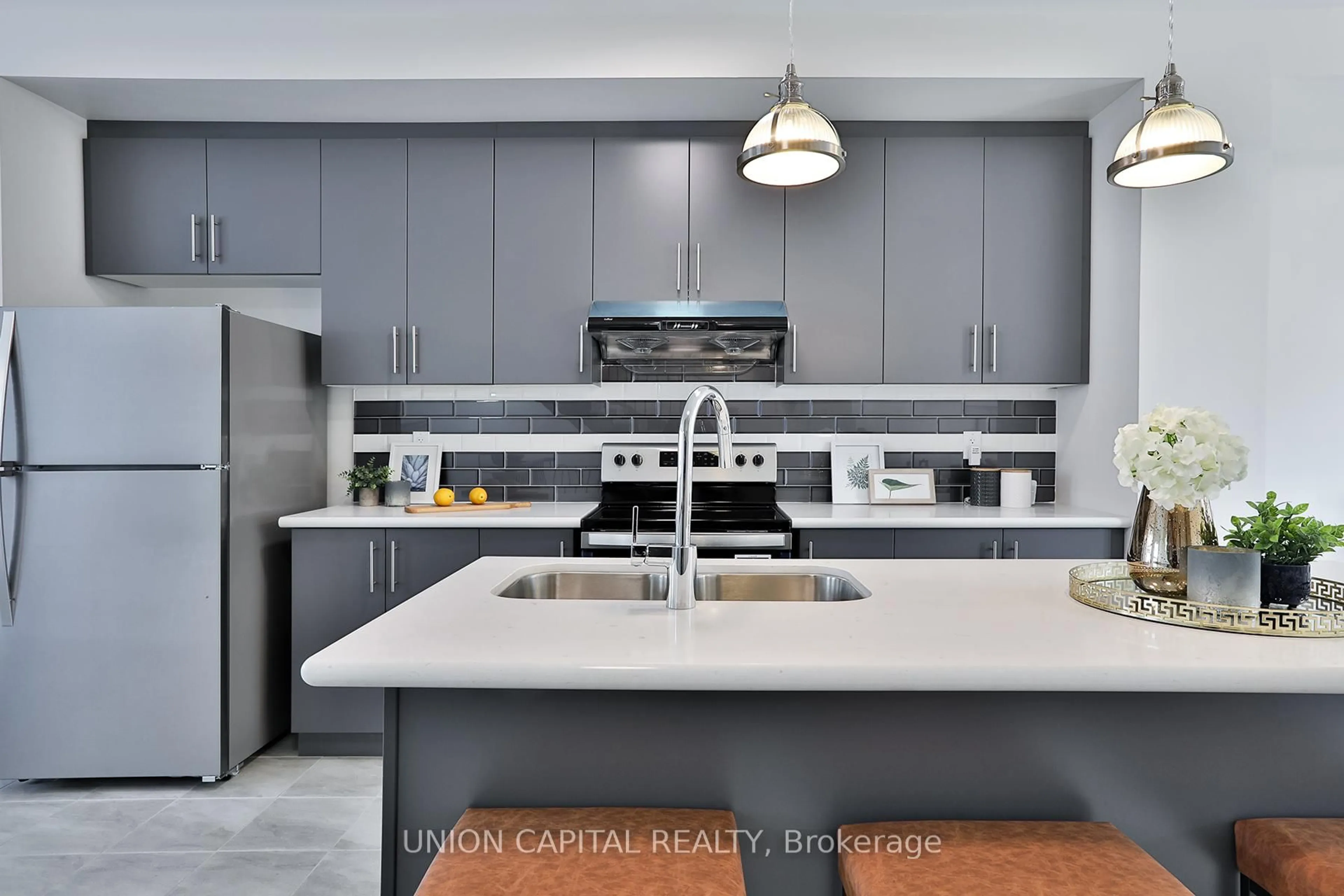 Contemporary kitchen, ceramic/tile floor for 5 Sissons Way, Markham Ontario L6B 1R2