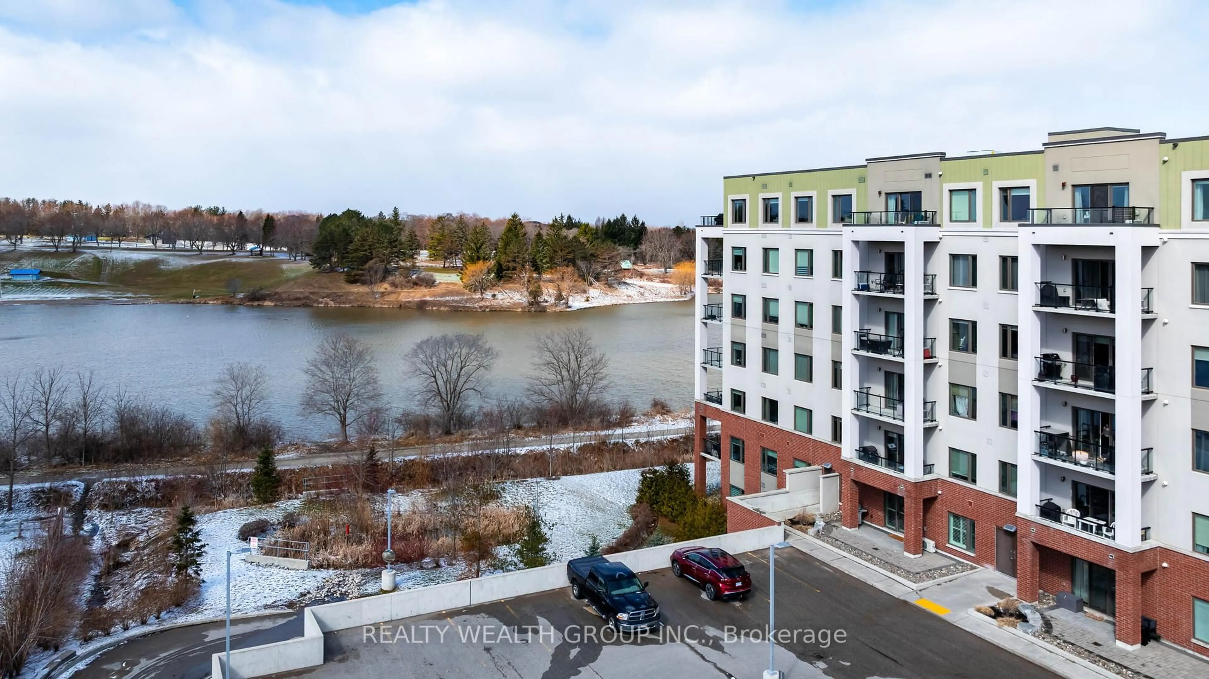 A pic from outside/outdoor area/front of a property/back of a property/a pic from drone, water/lake/river/ocean view for 64 Queen St #608, New Tecumseth Ontario L0G 1N0
