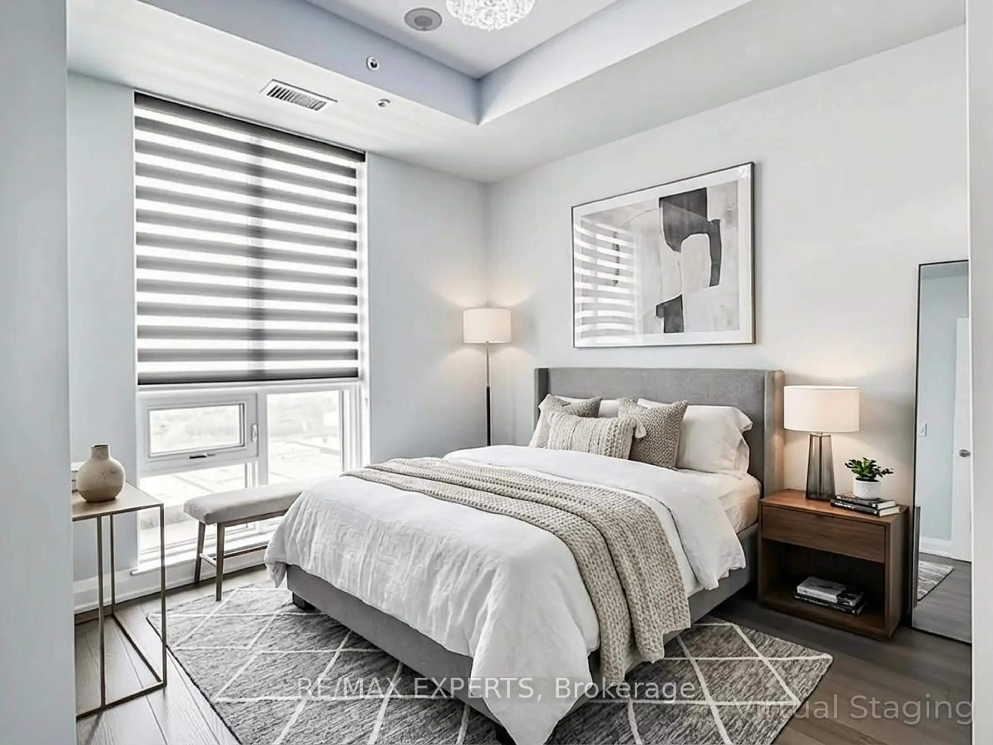 Bedroom with bed, carpet floor for 9582 Markham Rd #1607, Markham Ontario L6E 0T4