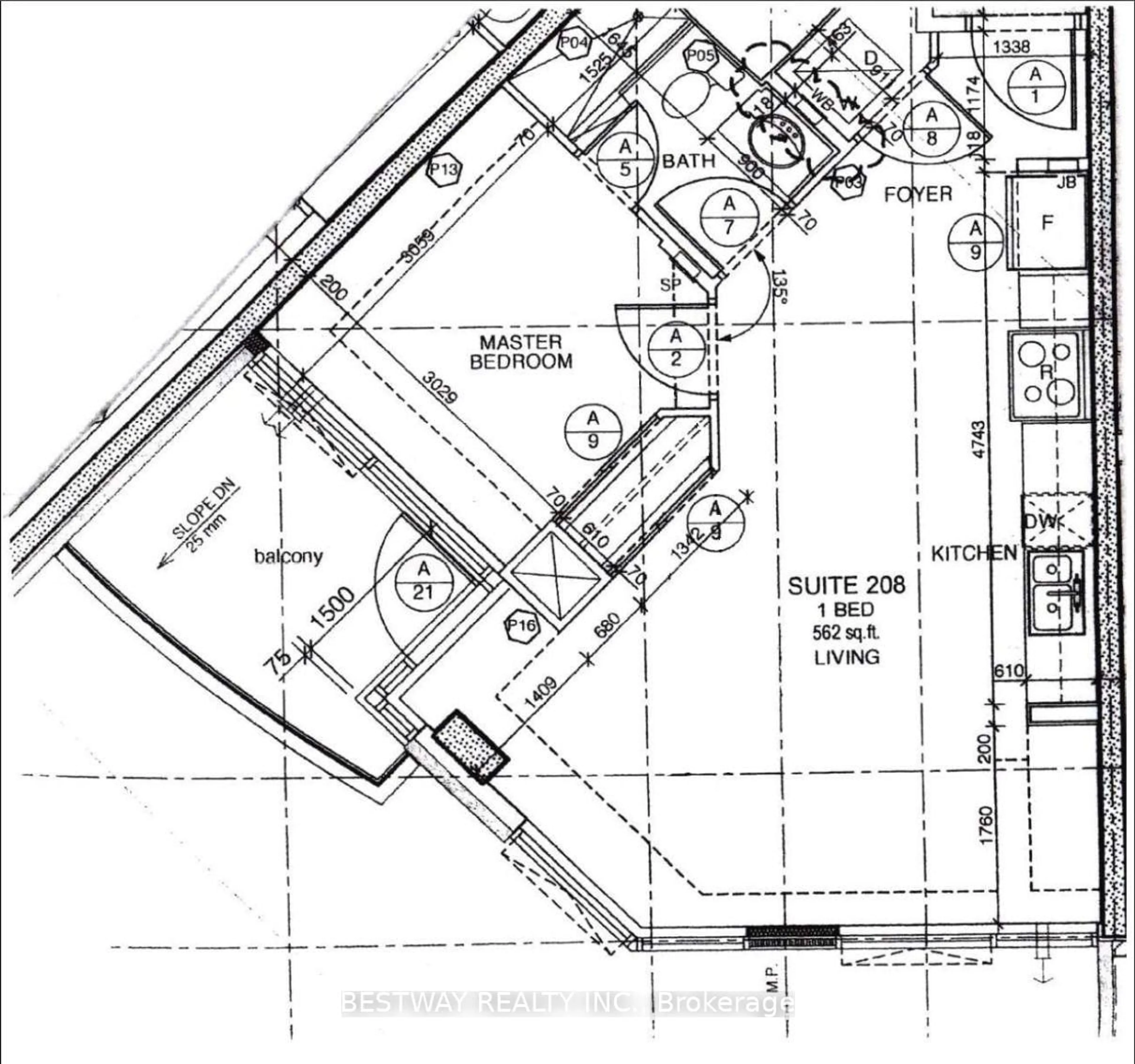 Floor plan for 75 Norman Bethune Ave #208, Richmond Hill Ontario L4B 0B6