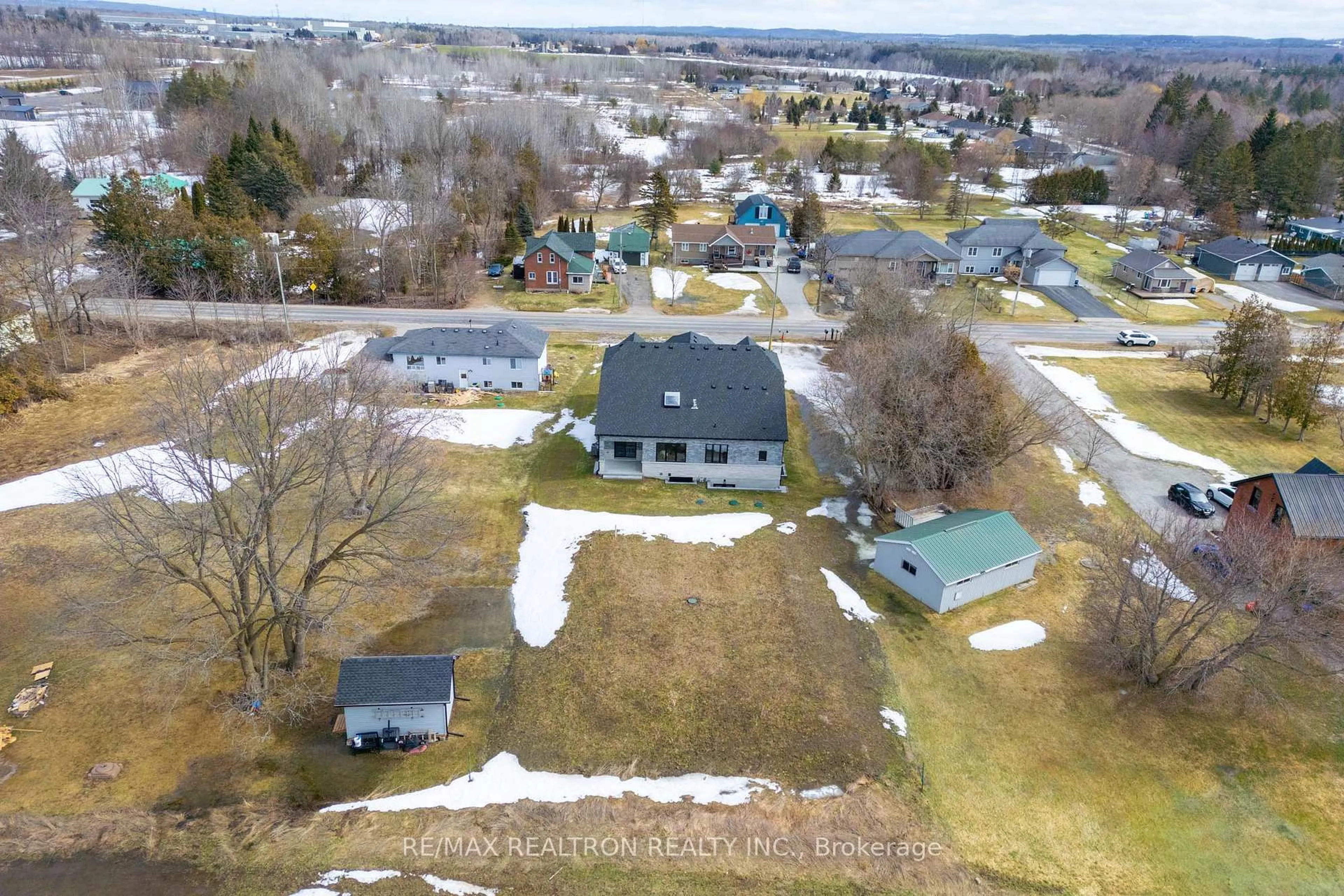 A pic from outside/outdoor area/front of a property/back of a property/a pic from drone, water/lake/river/ocean view for 8698 6 Line, Essa Ontario L0M 1T0