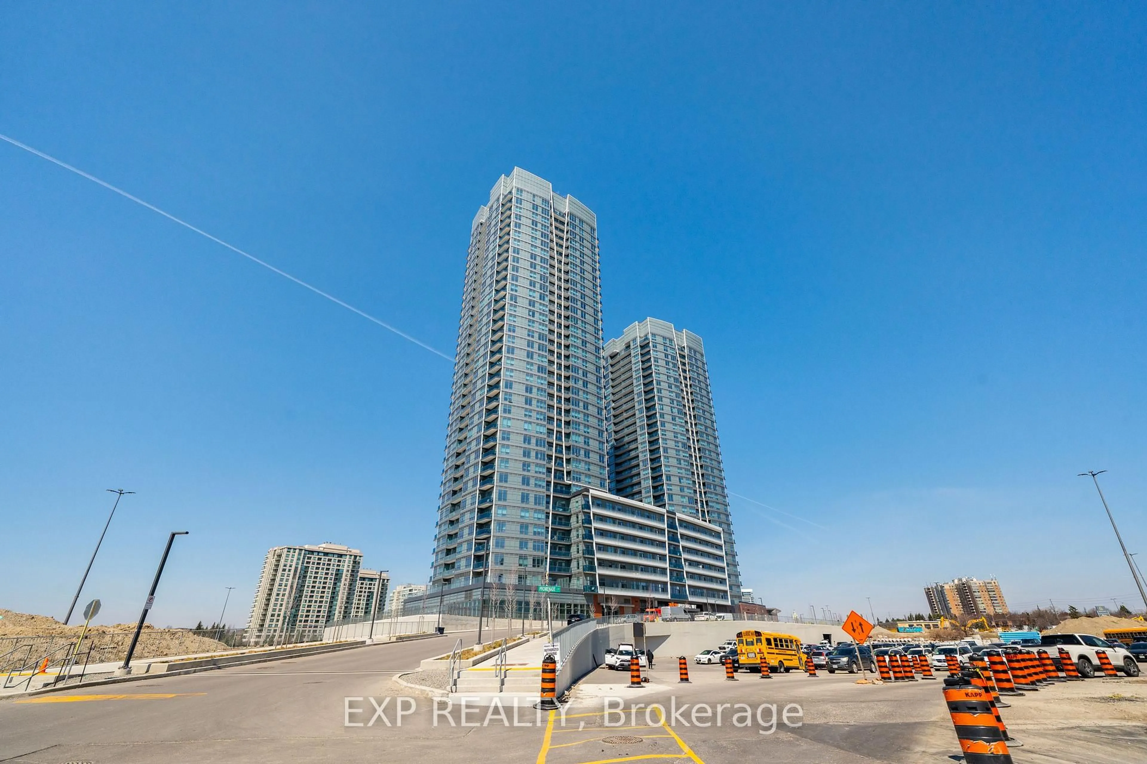 A pic from outside/outdoor area/front of a property/back of a property/a pic from drone, unknown for 30 Upper Mall Way #A2205, Vaughan Ontario L4J 0L7