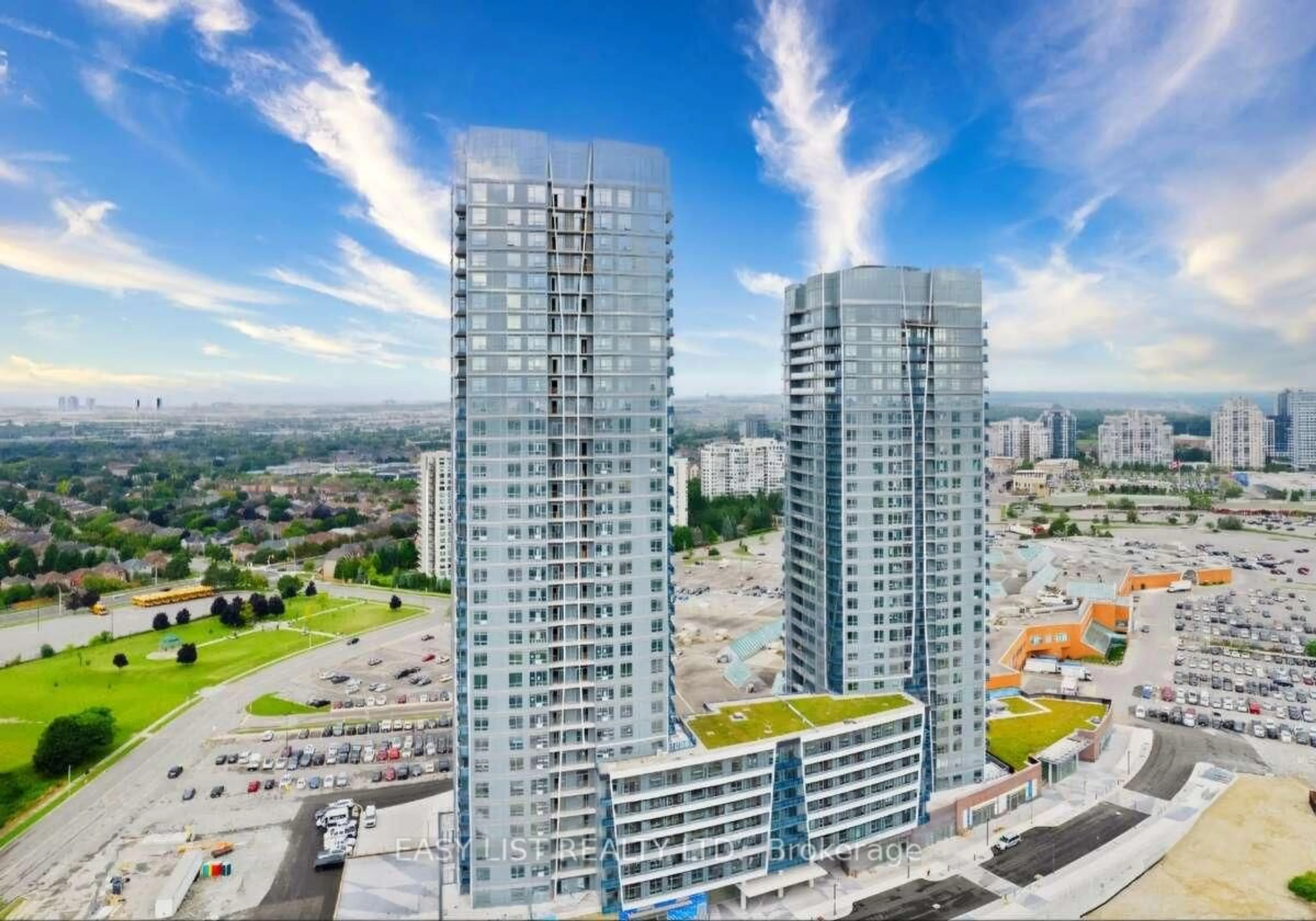 A pic from outside/outdoor area/front of a property/back of a property/a pic from drone, city buildings view from balcony for 50 Upper Mall Way #2311, Vaughan Ontario L4J 0L8