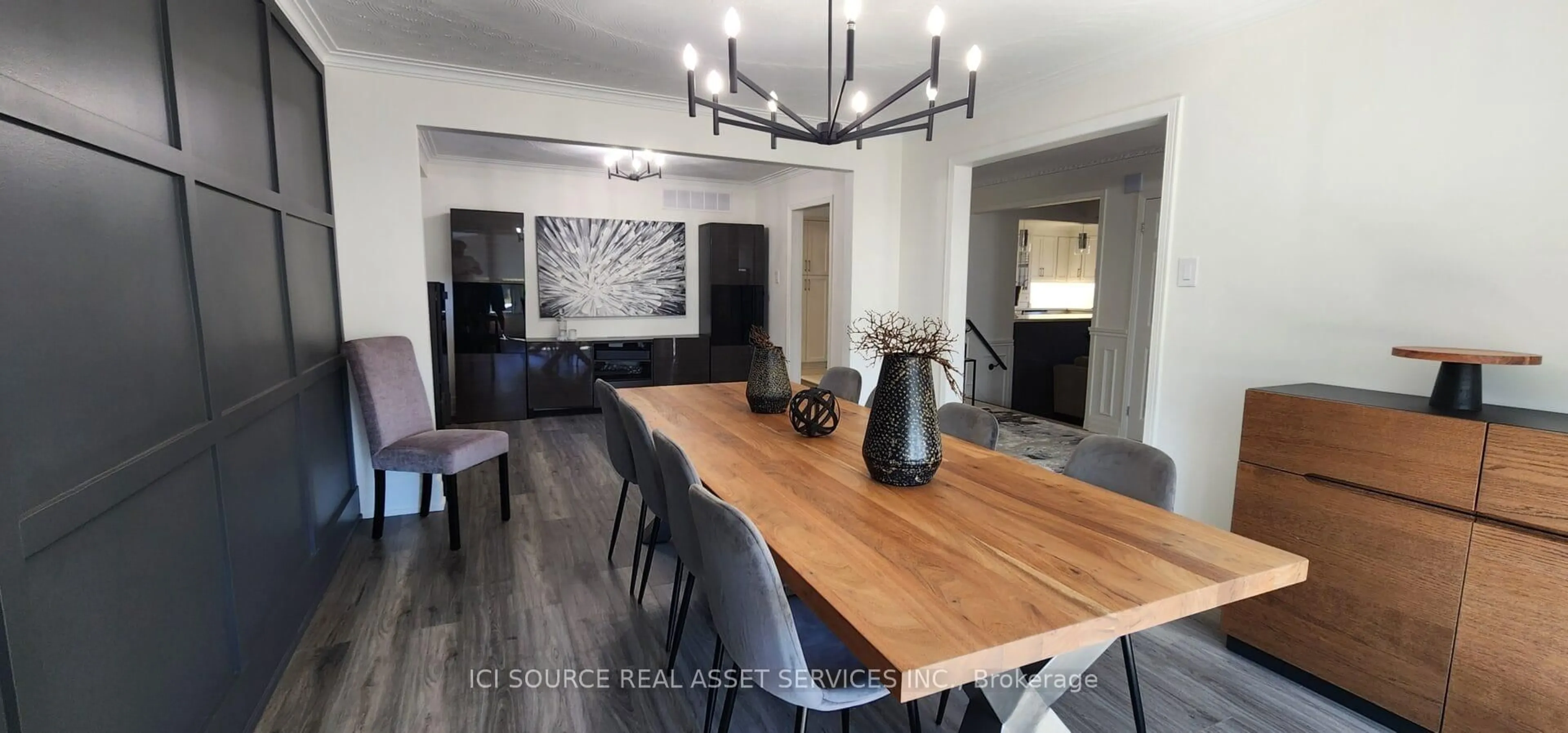 Dining room, wood/laminate floor for 438 Woodbridge Ave, Vaughan Ontario L4L 2T4