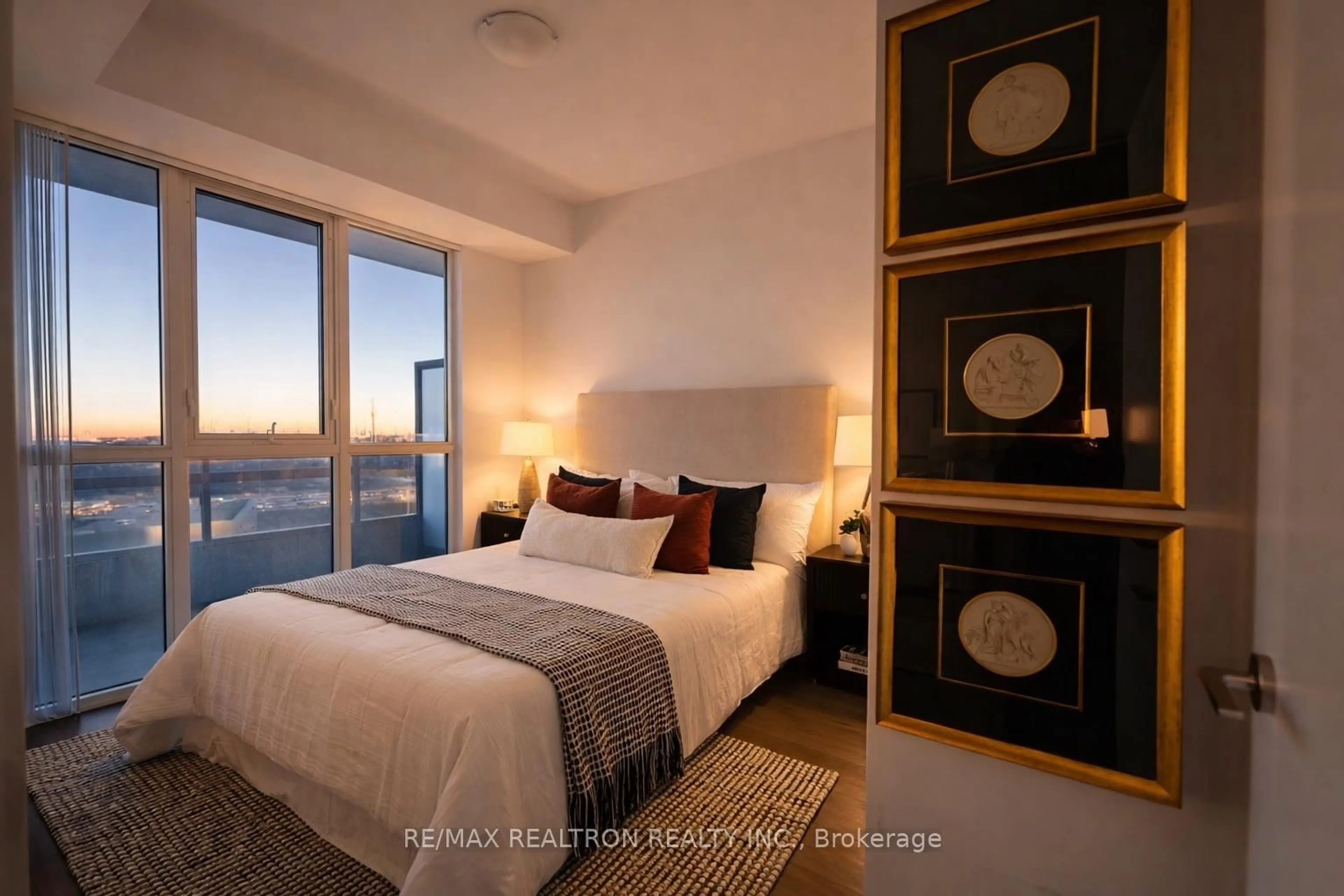 Bedroom with bed, carpet floor for 60 Honeycrisp Cres #717, Vaughan Ontario L4K 5Z8