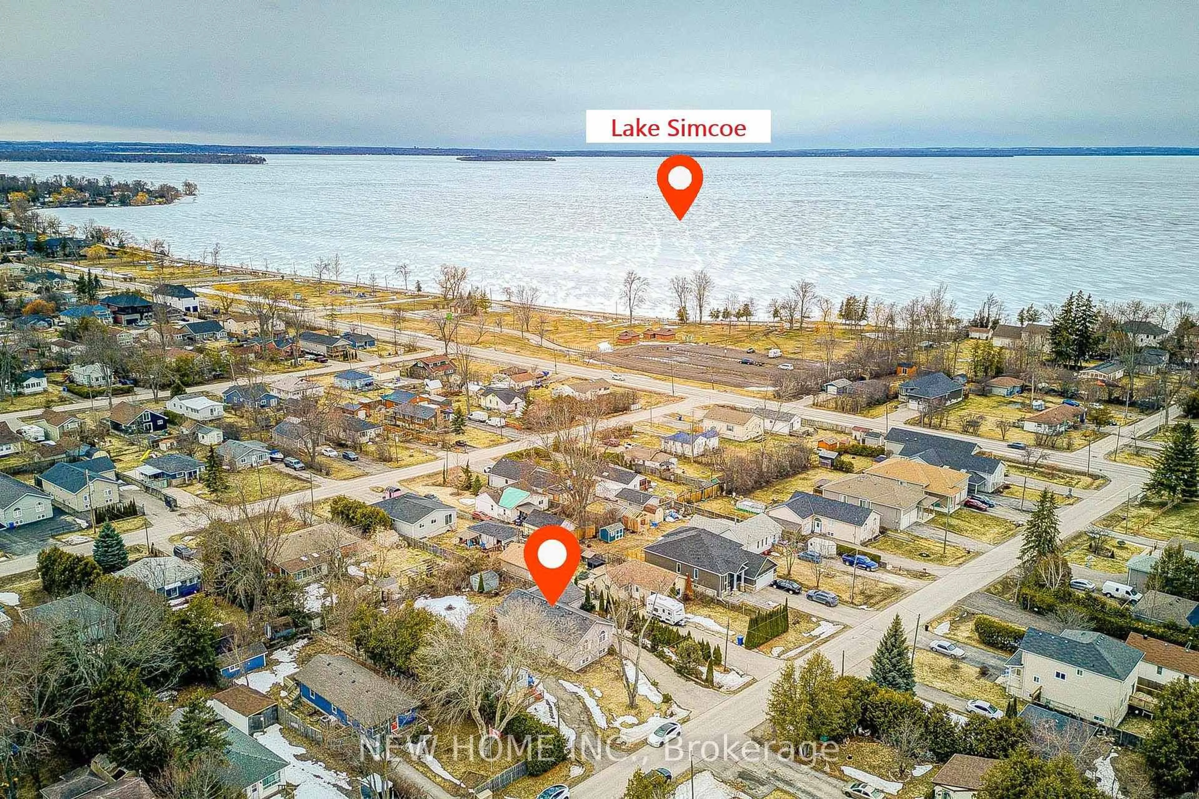 A pic from outside/outdoor area/front of a property/back of a property/a pic from drone, water/lake/river/ocean view for 784 Rockaway Rd, Georgina Ontario L0E 1S0