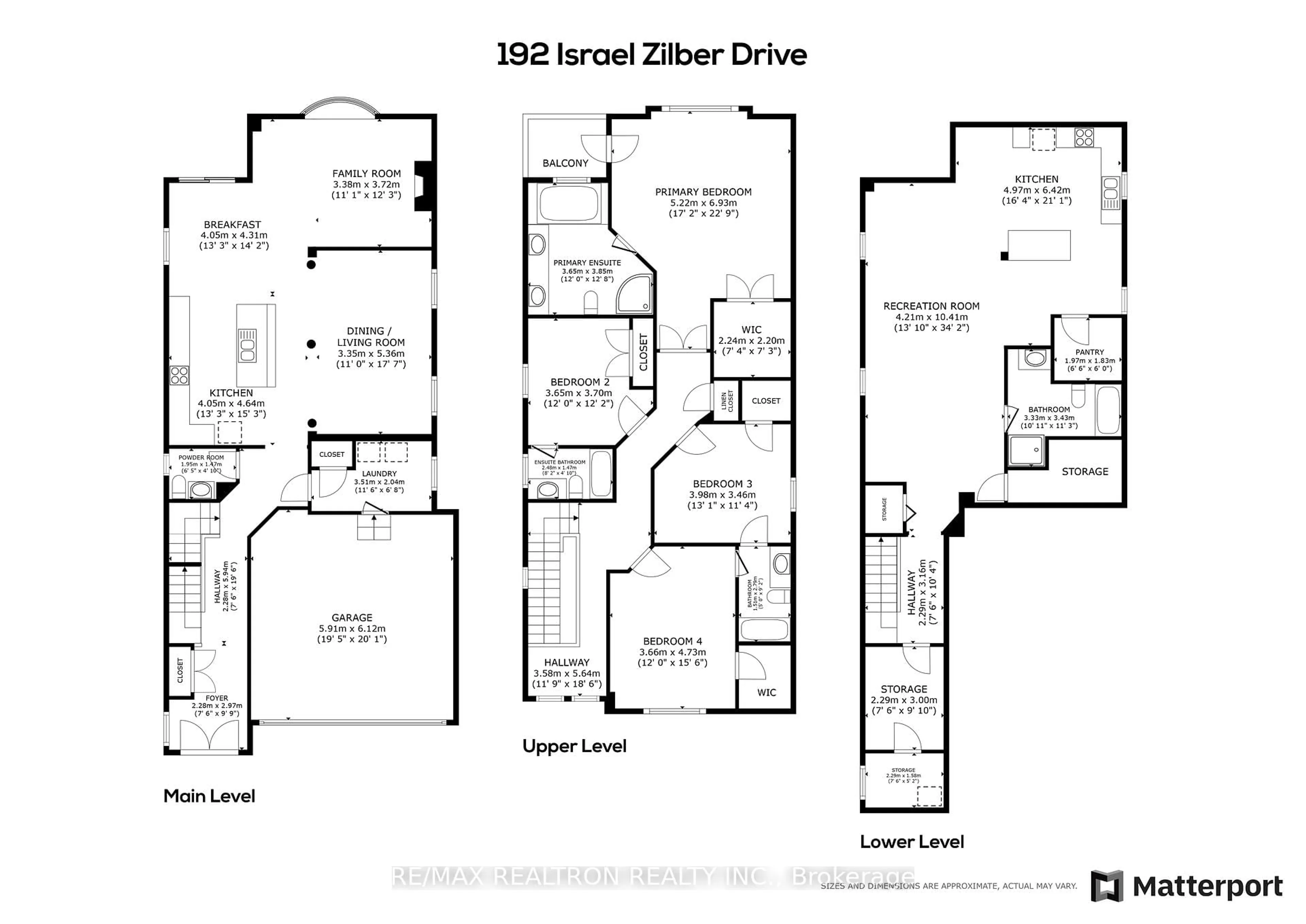 Floor plan for 192 Israel Zilber Dr, Vaughan Ontario L6A 0L3