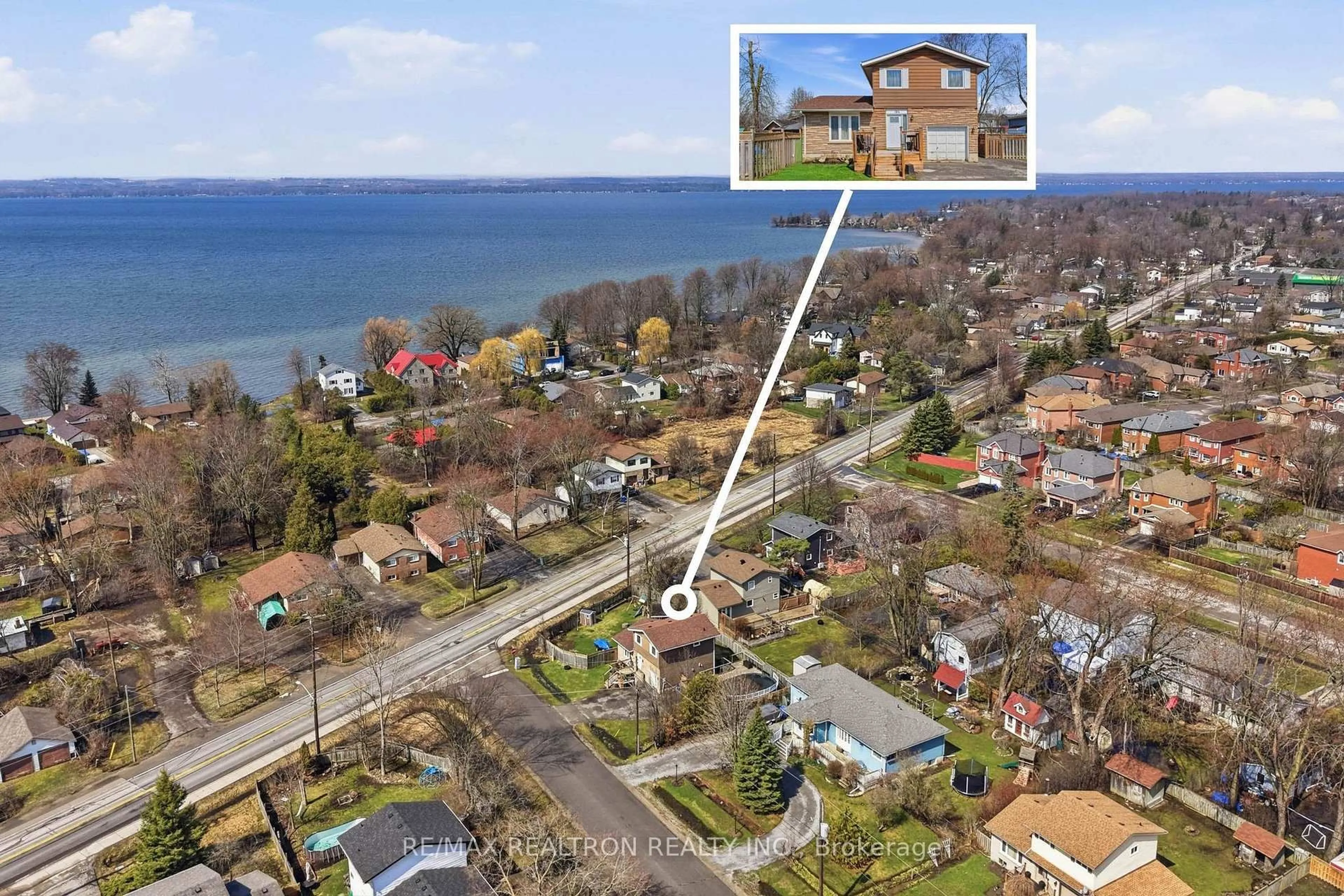 A pic from outside/outdoor area/front of a property/back of a property/a pic from drone, water/lake/river/ocean view for 184 Silas Blvd, Georgina Ontario L4P 2K3