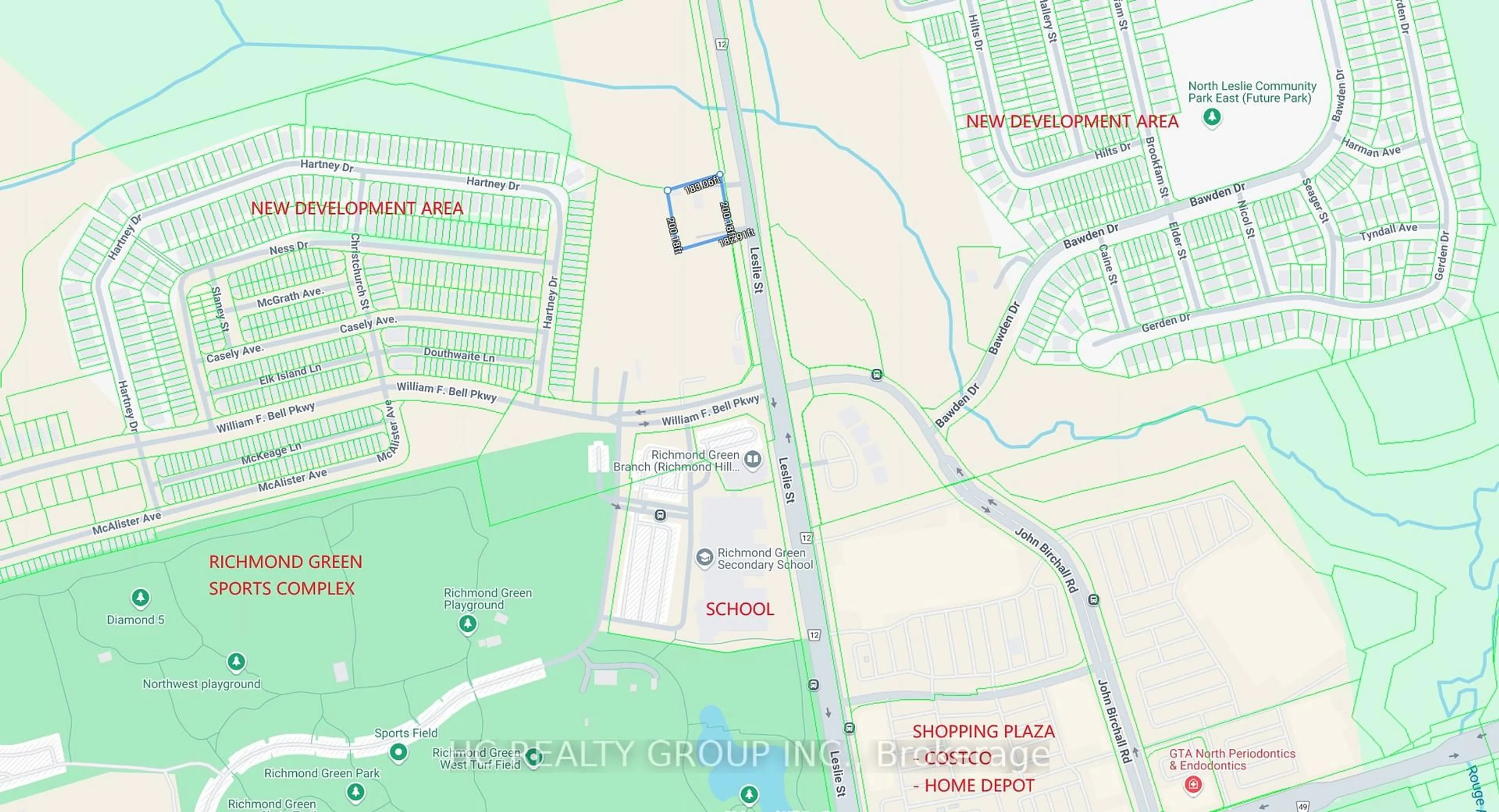 Picture of a map for 11044 Leslie St, Richmond Hill Ontario L4S 1N2