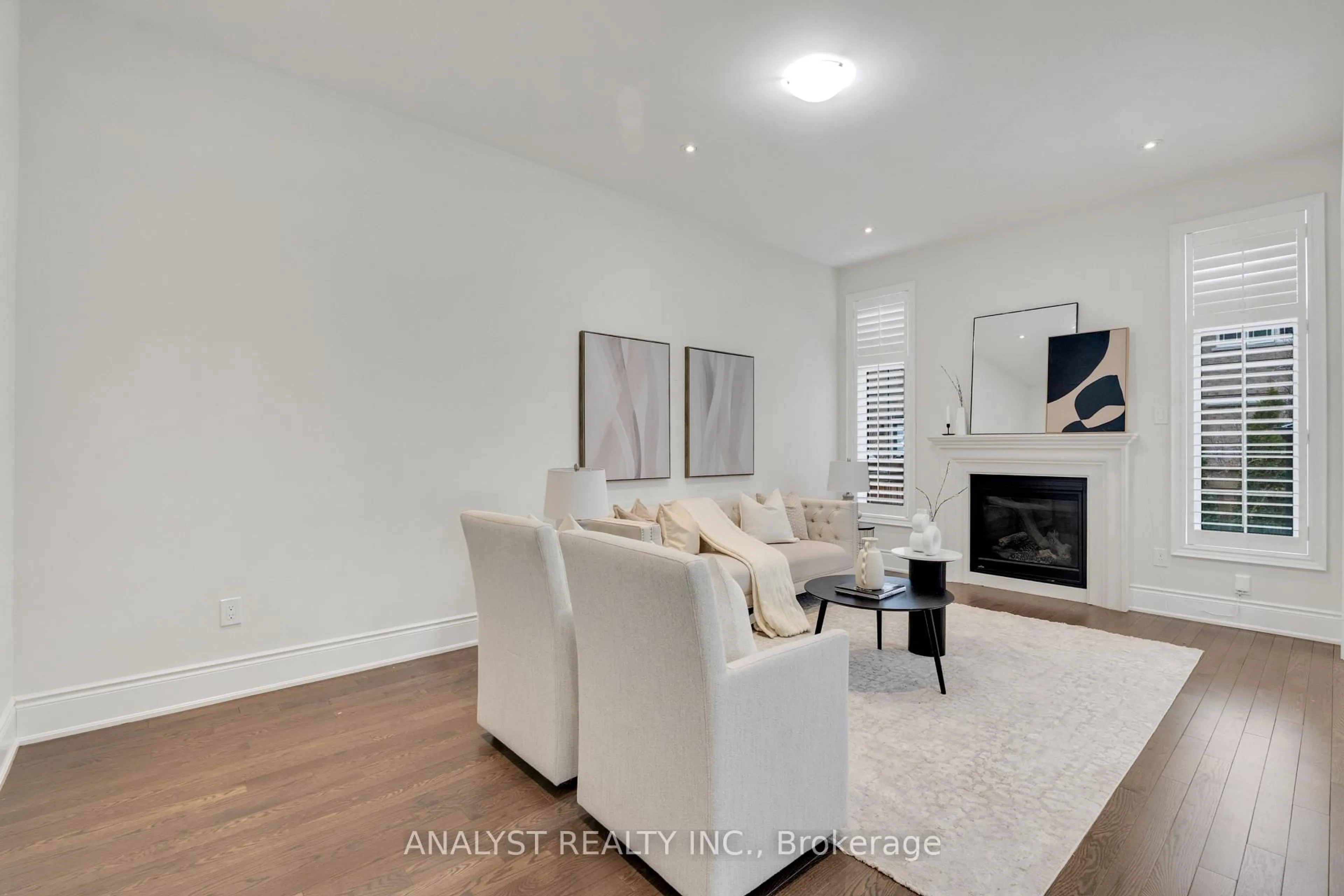 Living room with furniture, wood/laminate floor for 61 Ross Vennare Cres, Vaughan Ontario L4H 4N2