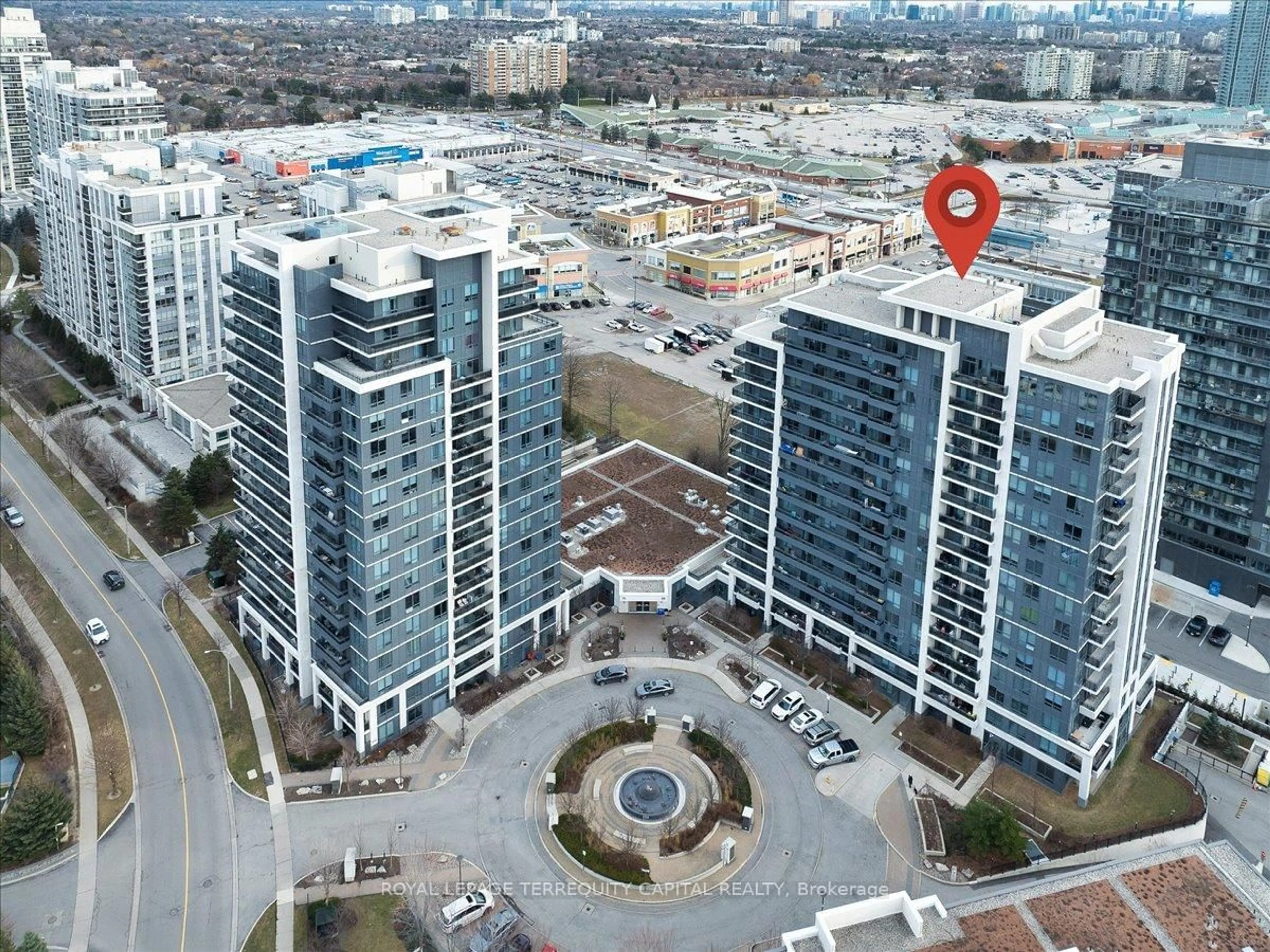 A pic from outside/outdoor area/front of a property/back of a property/a pic from drone, city buildings view from balcony for 85 North Park Rd #505, Vaughan Ontario L4J 0H9