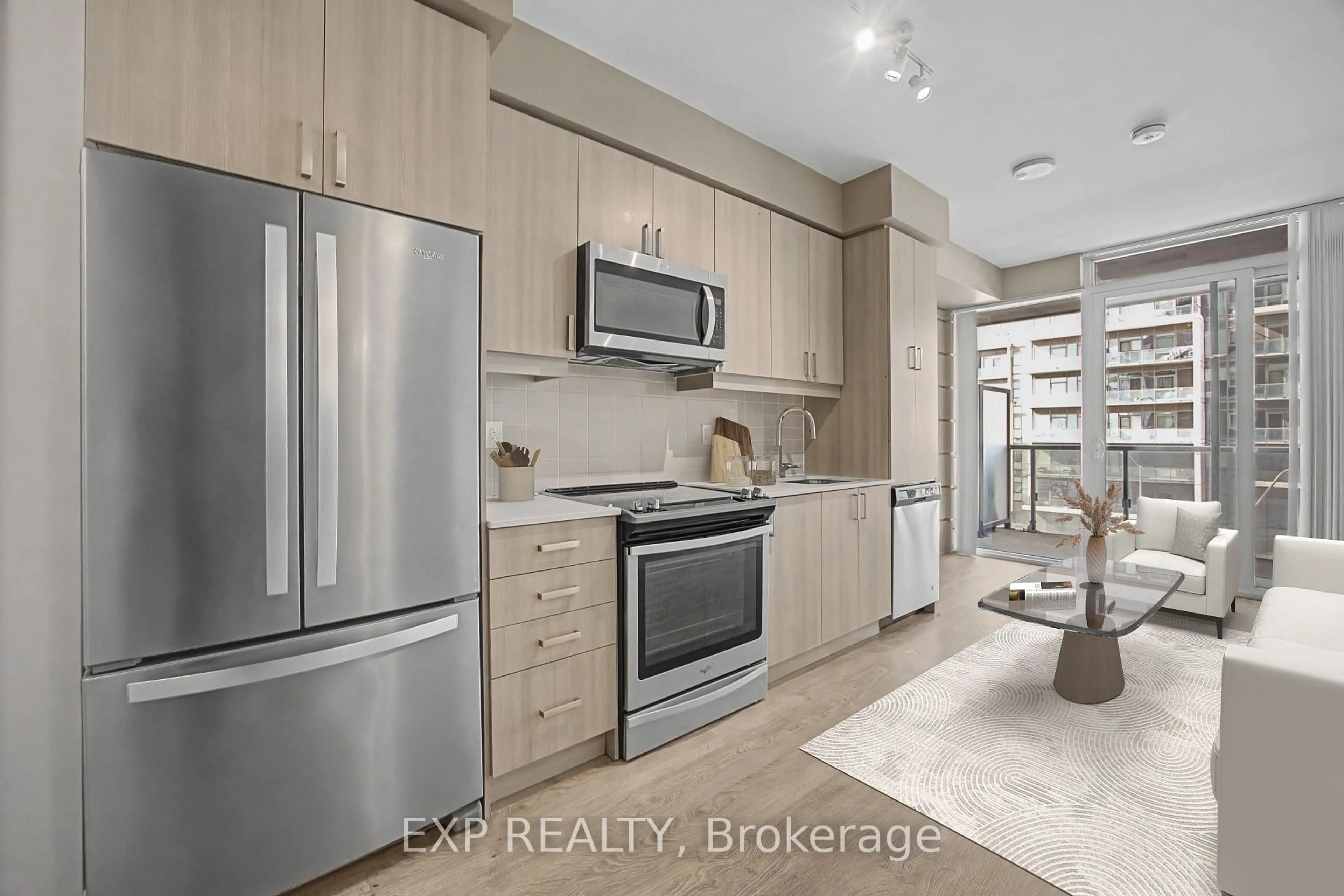 Open concept kitchen, ceramic/tile floor for 7895 Jane St #309, Vaughan Ontario L4K 2M7