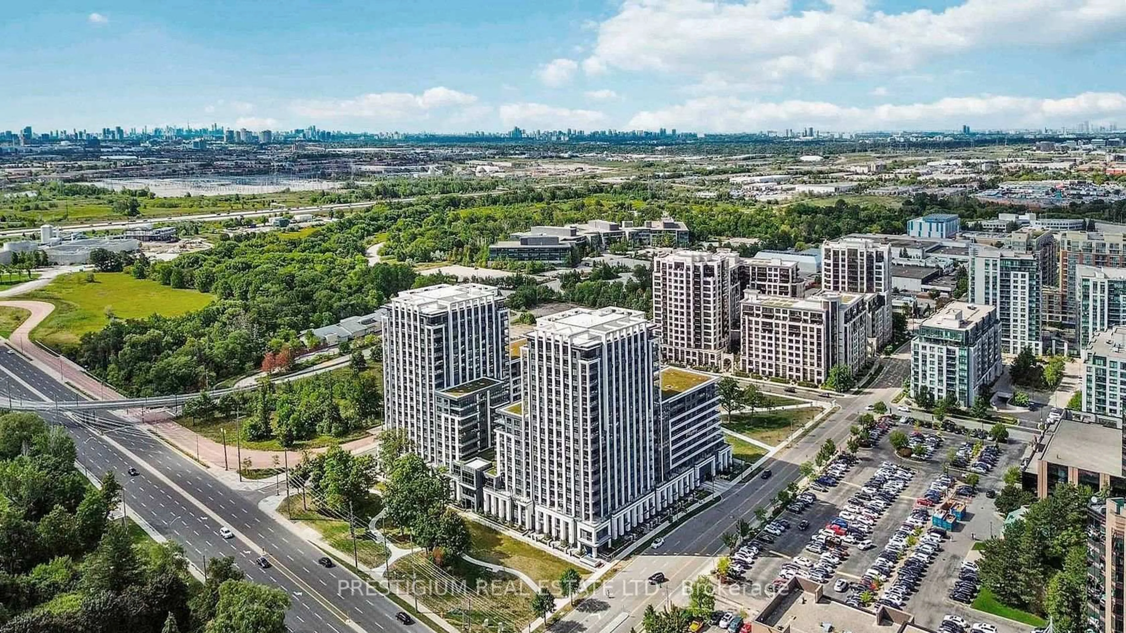 A pic from outside/outdoor area/front of a property/back of a property/a pic from drone, city buildings view from balcony for 9 Clegg Rd #1501, Markham Ontario L6G 0H3