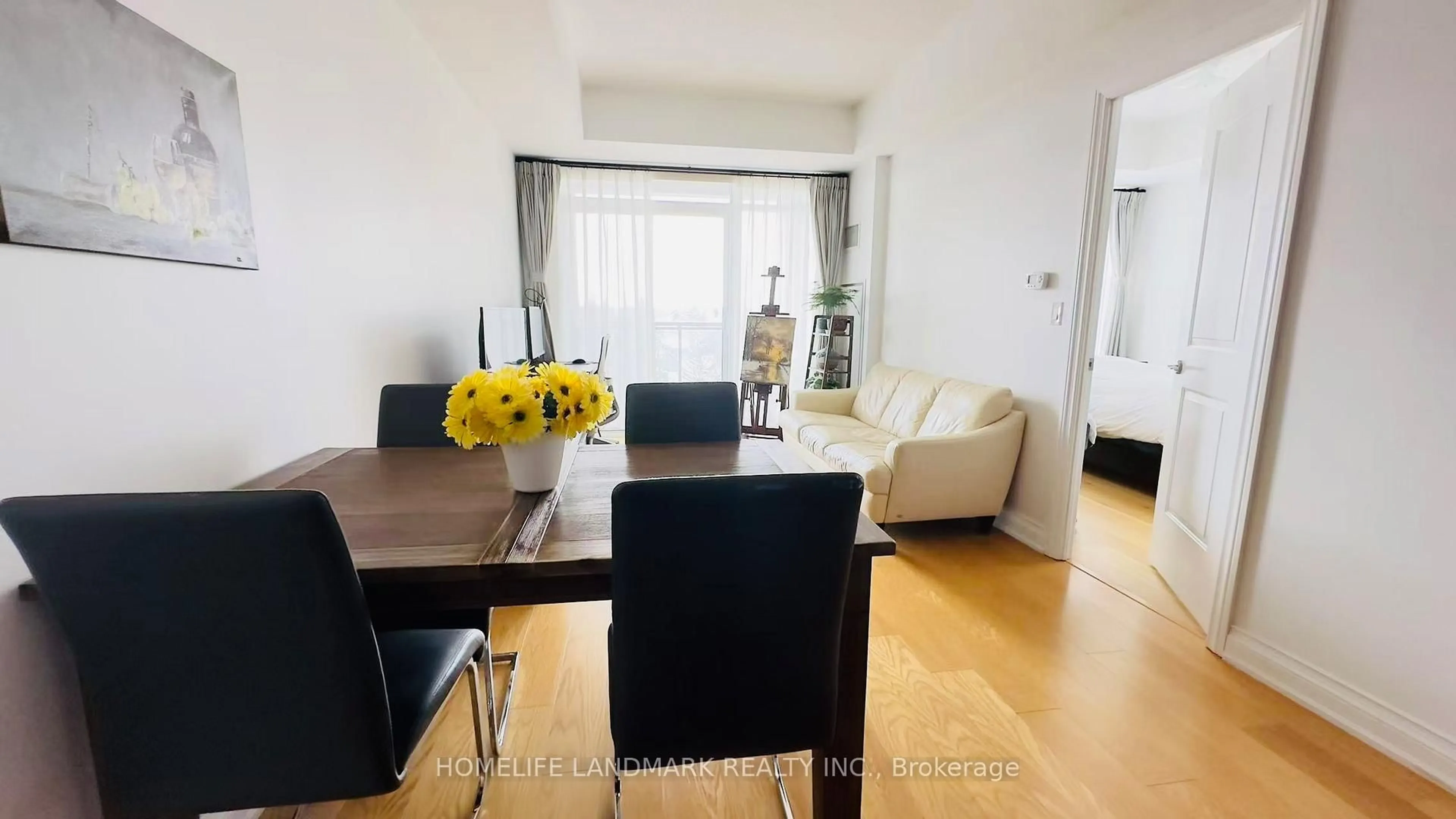 Dining room, wood/laminate floor for 68 Main St #501, Markham Ontario L3P 0N5