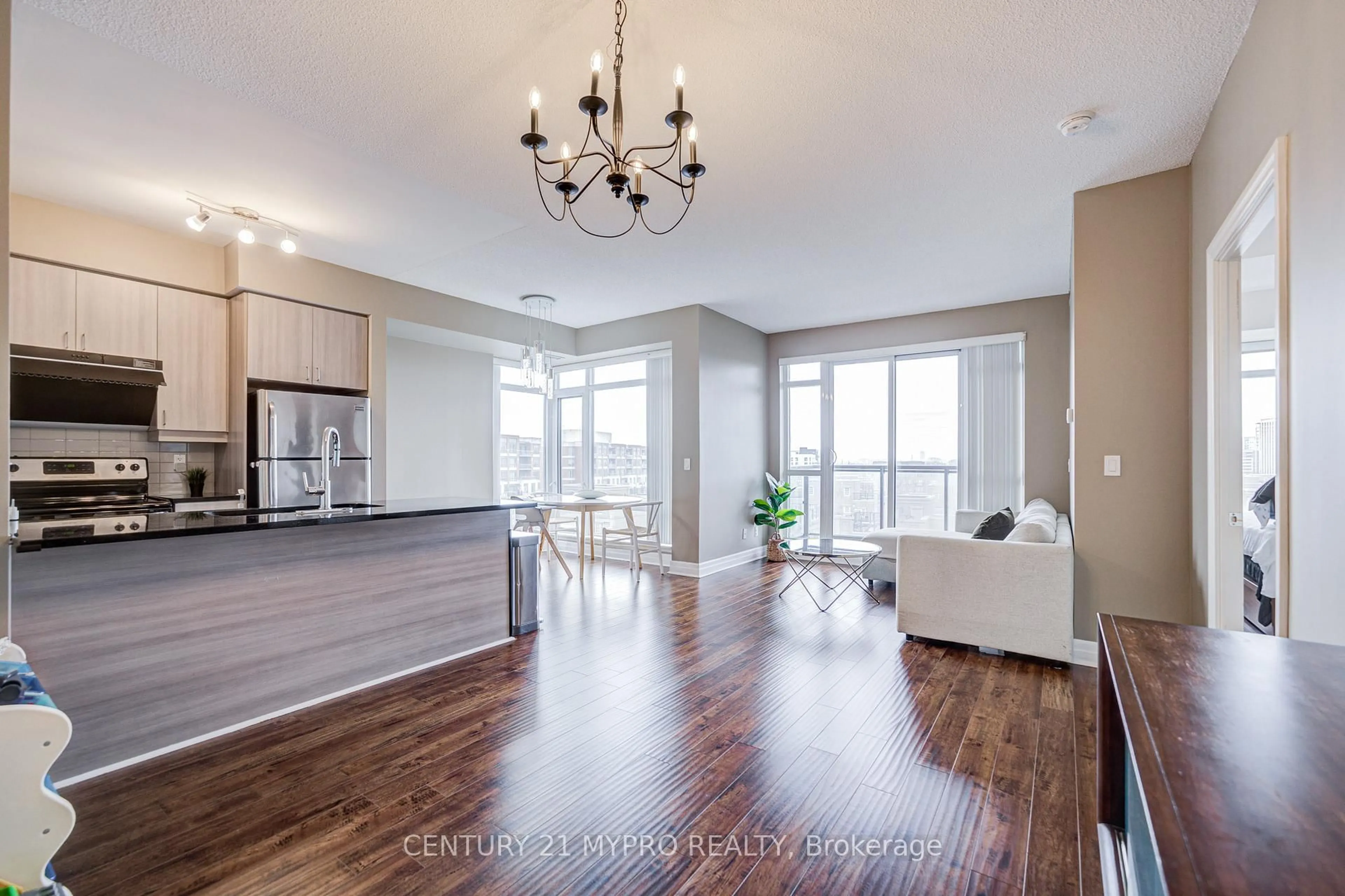 Open concept kitchen, wood/laminate floor for 8130 Birchmount Rd #615, Markham Ontario L6G 0E4