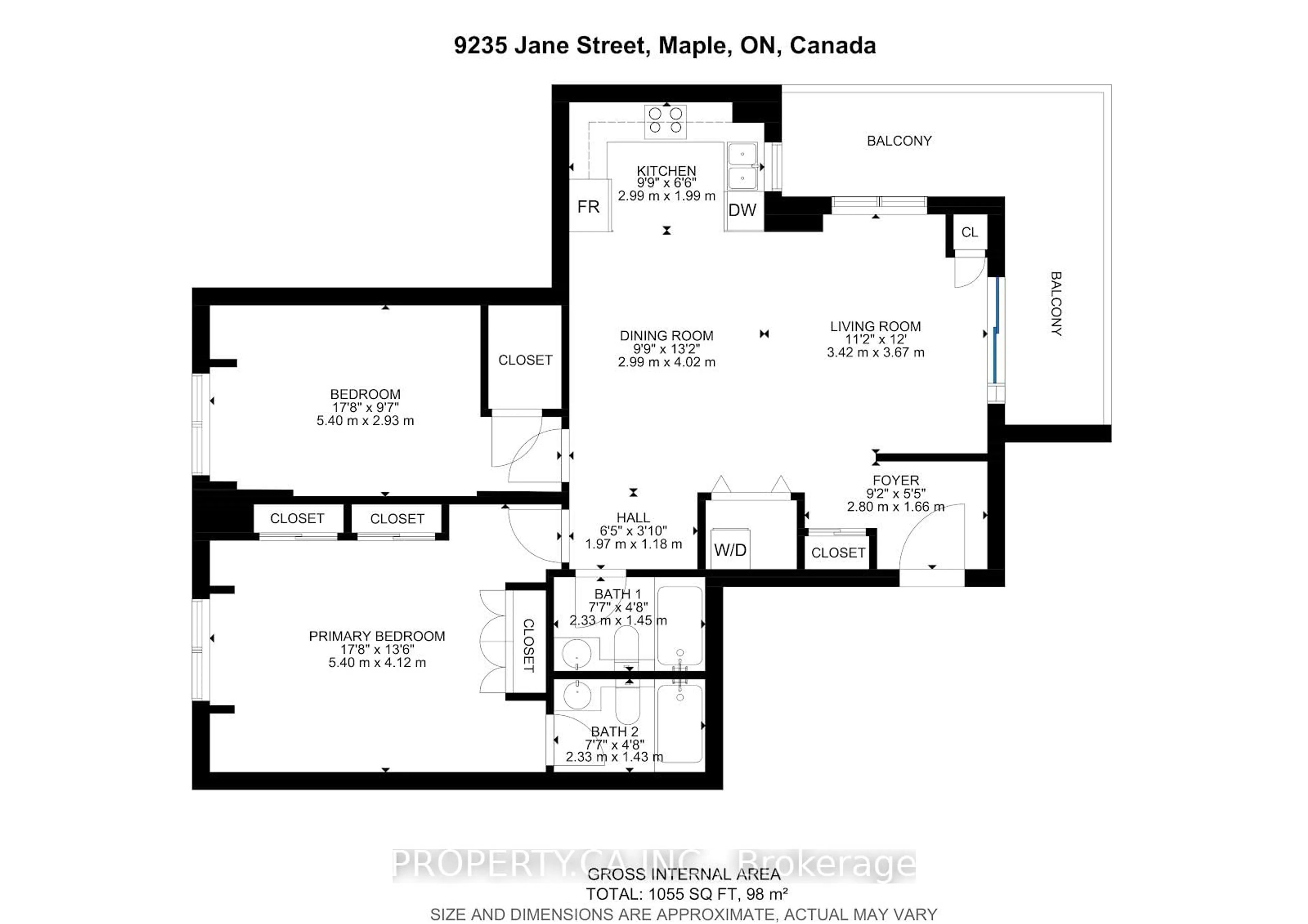 Floor plan for 9235 Jane St #305, Vaughan Ontario L6A 0J8