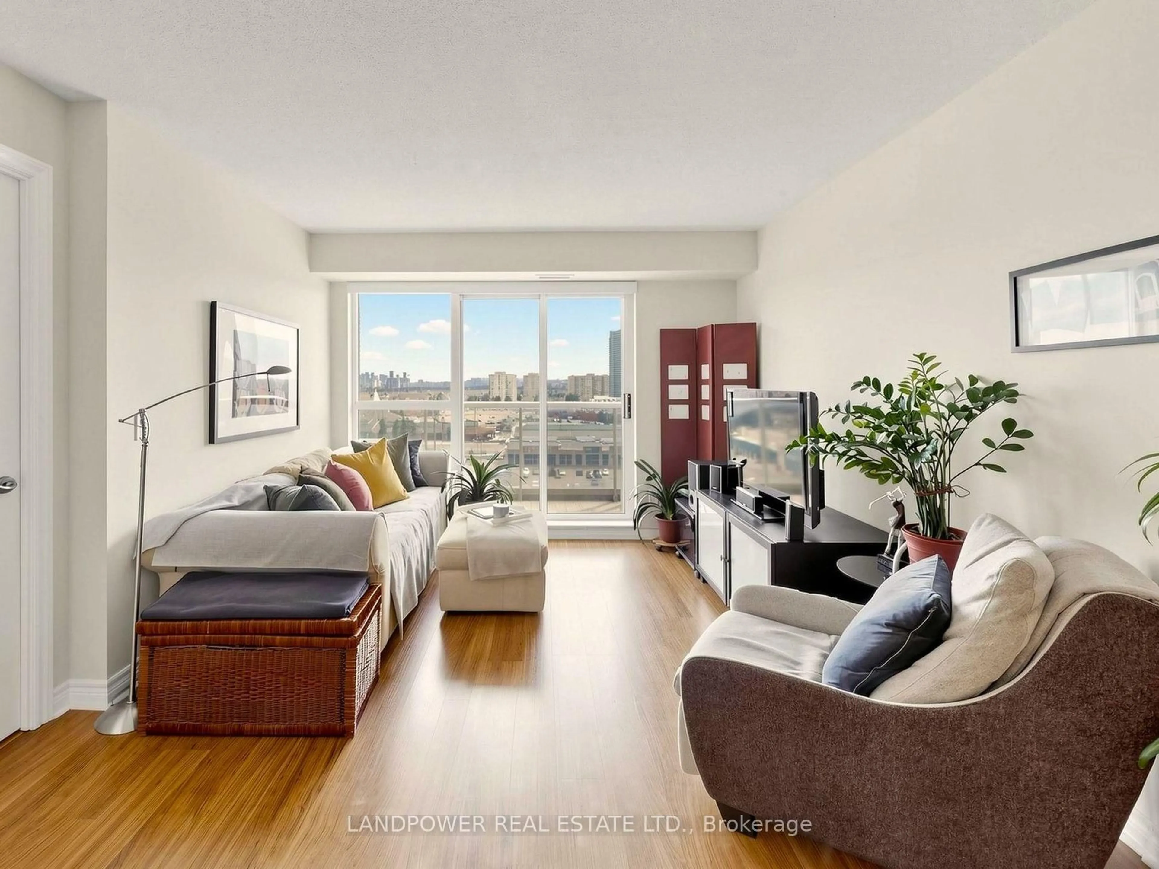 Living room with furniture, wood/laminate floor for 15 North Park Rd #1116, Vaughan Ontario L4J 0C9