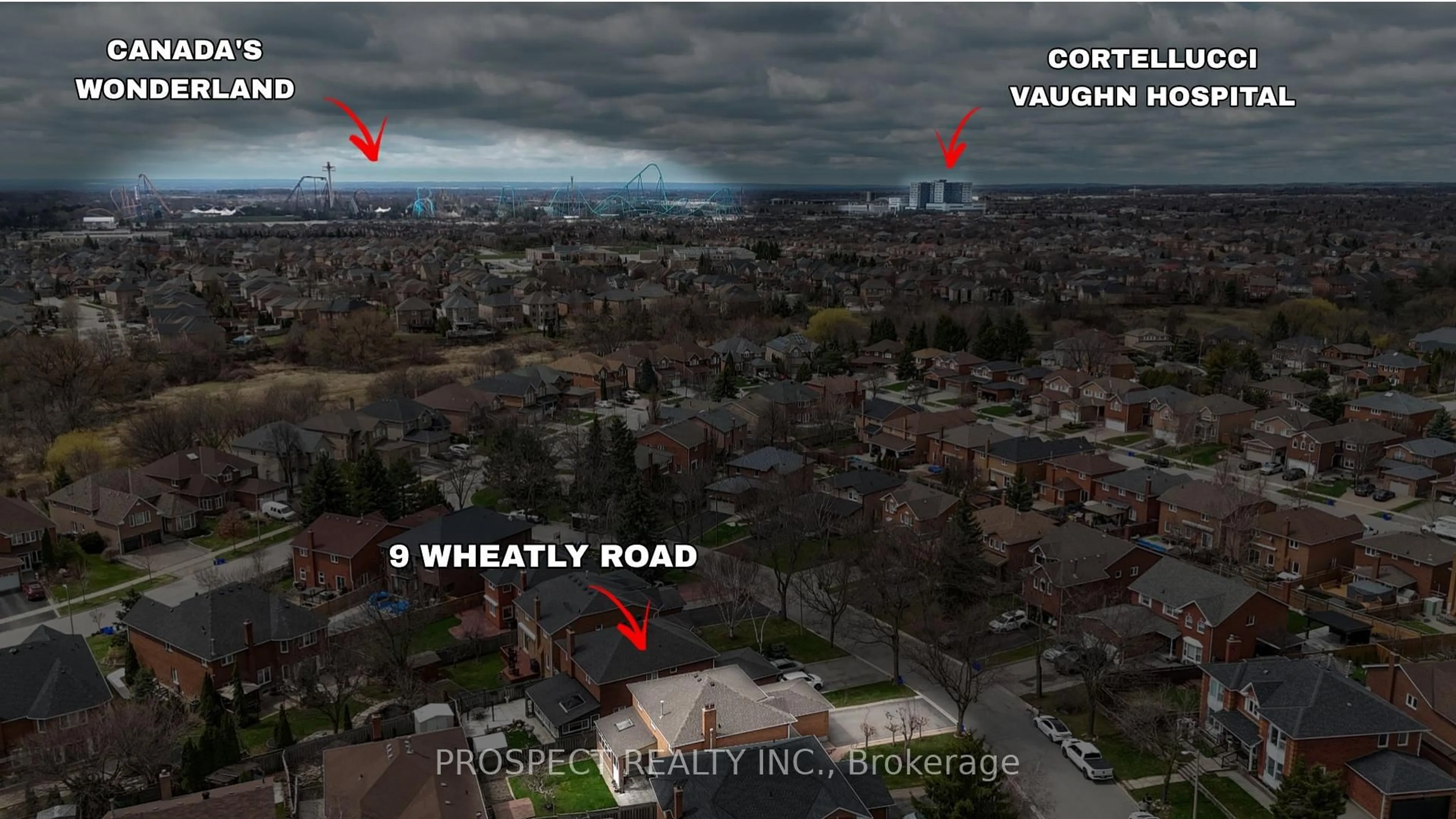 A pic from outside/outdoor area/front of a property/back of a property/a pic from drone, street for 9 Wheatley Rd, Vaughan Ontario L6A 1V5