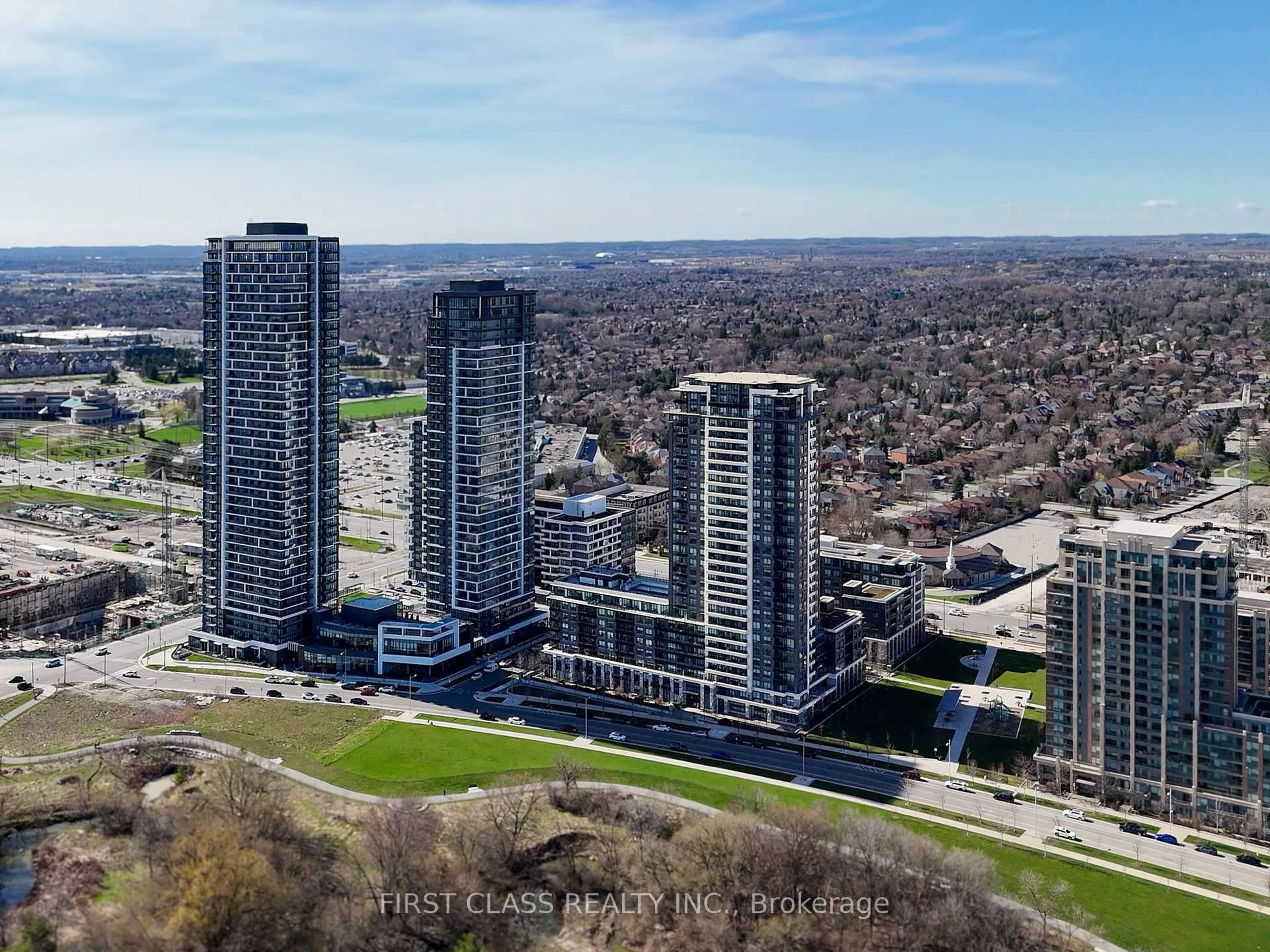A pic from outside/outdoor area/front of a property/back of a property/a pic from drone, city buildings view from balcony for 15 Water Walk Dr #731, Markham Ontario L6G 0G2