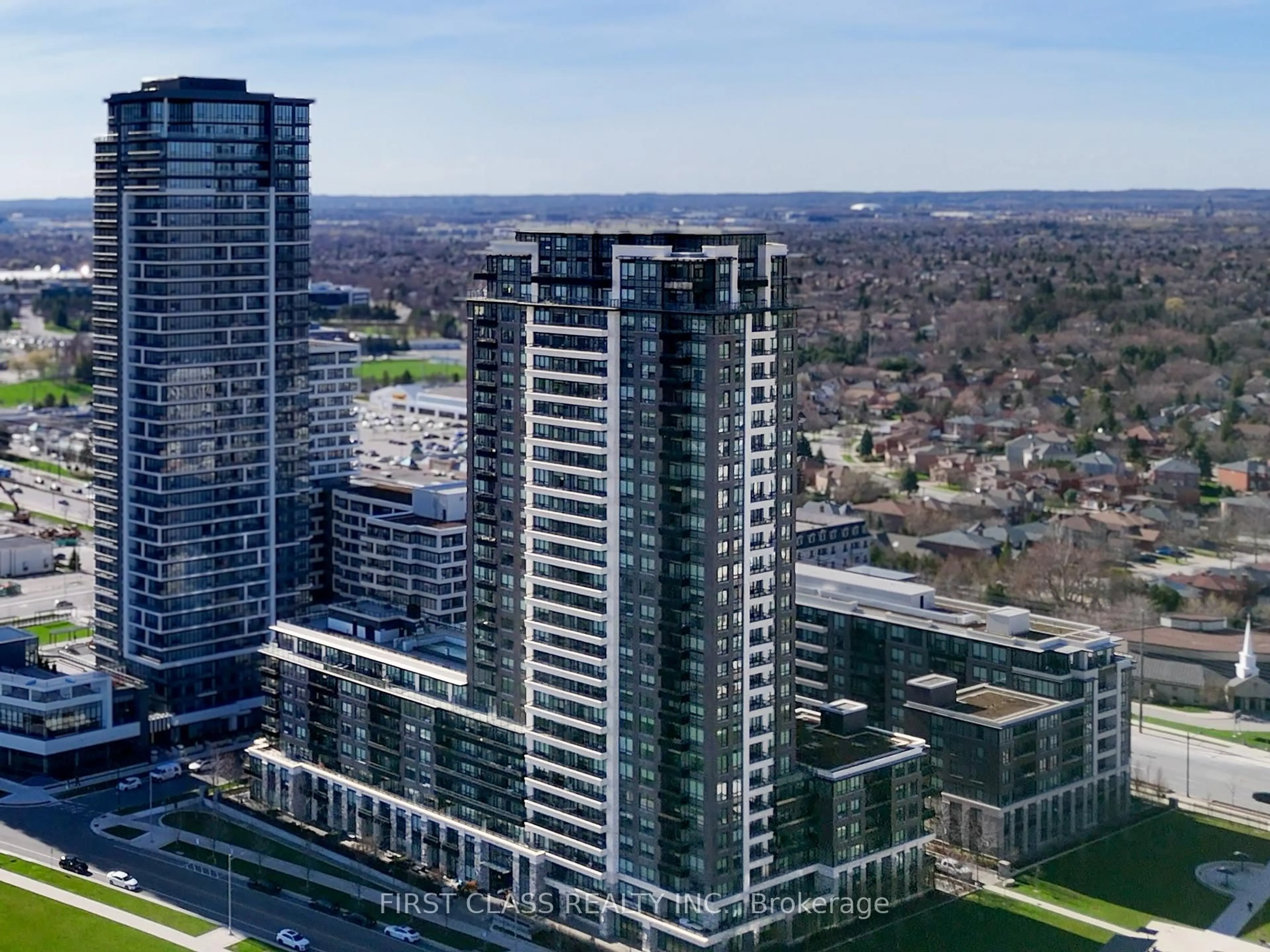 A pic from outside/outdoor area/front of a property/back of a property/a pic from drone, city buildings view from balcony for 15 Water Walk Dr #731, Markham Ontario L6G 0G2