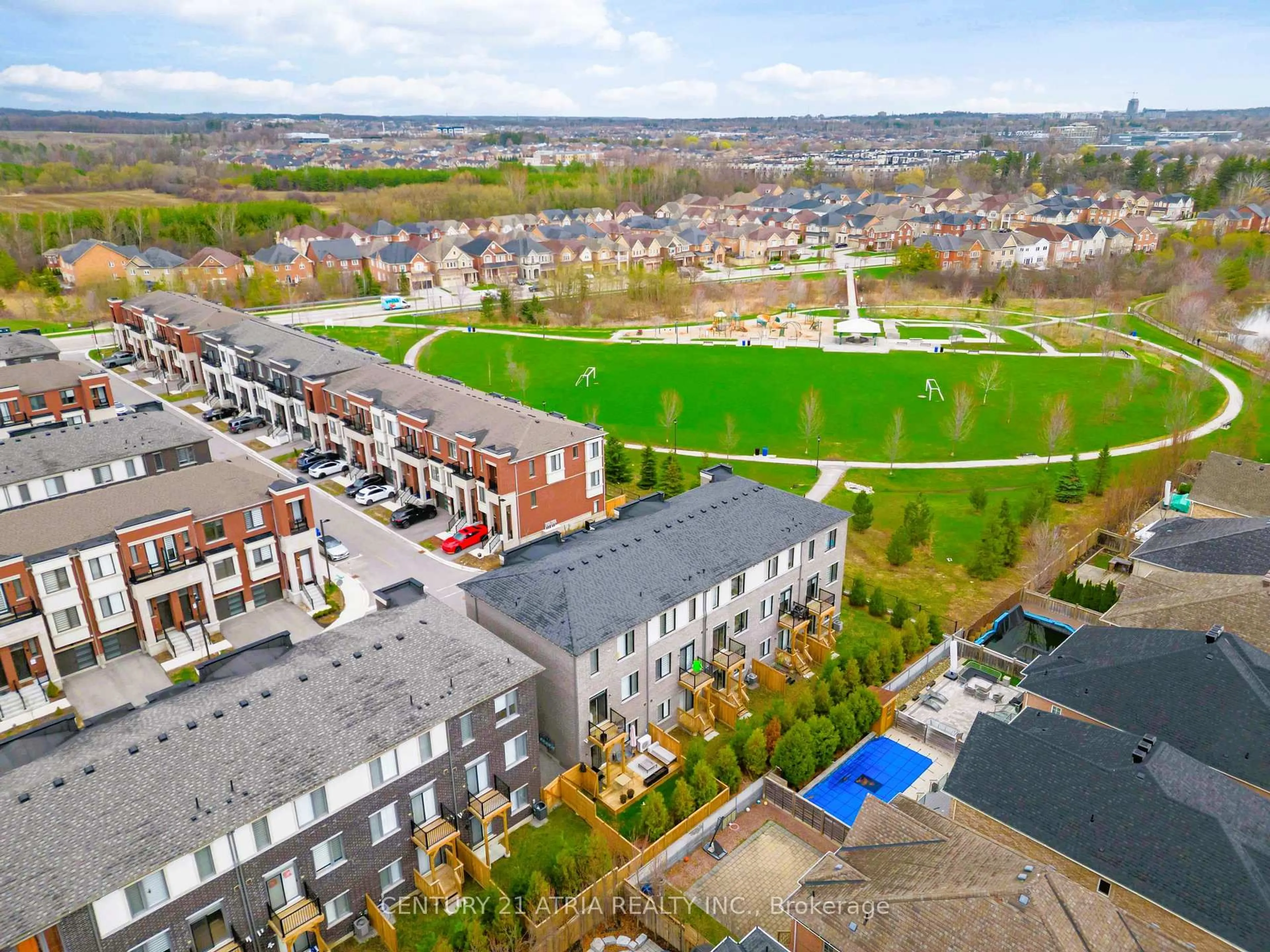 A pic from outside/outdoor area/front of a property/back of a property/a pic from drone, city buildings view from balcony for 93 Rattenbury Rd, Vaughan Ontario L6A 5C6