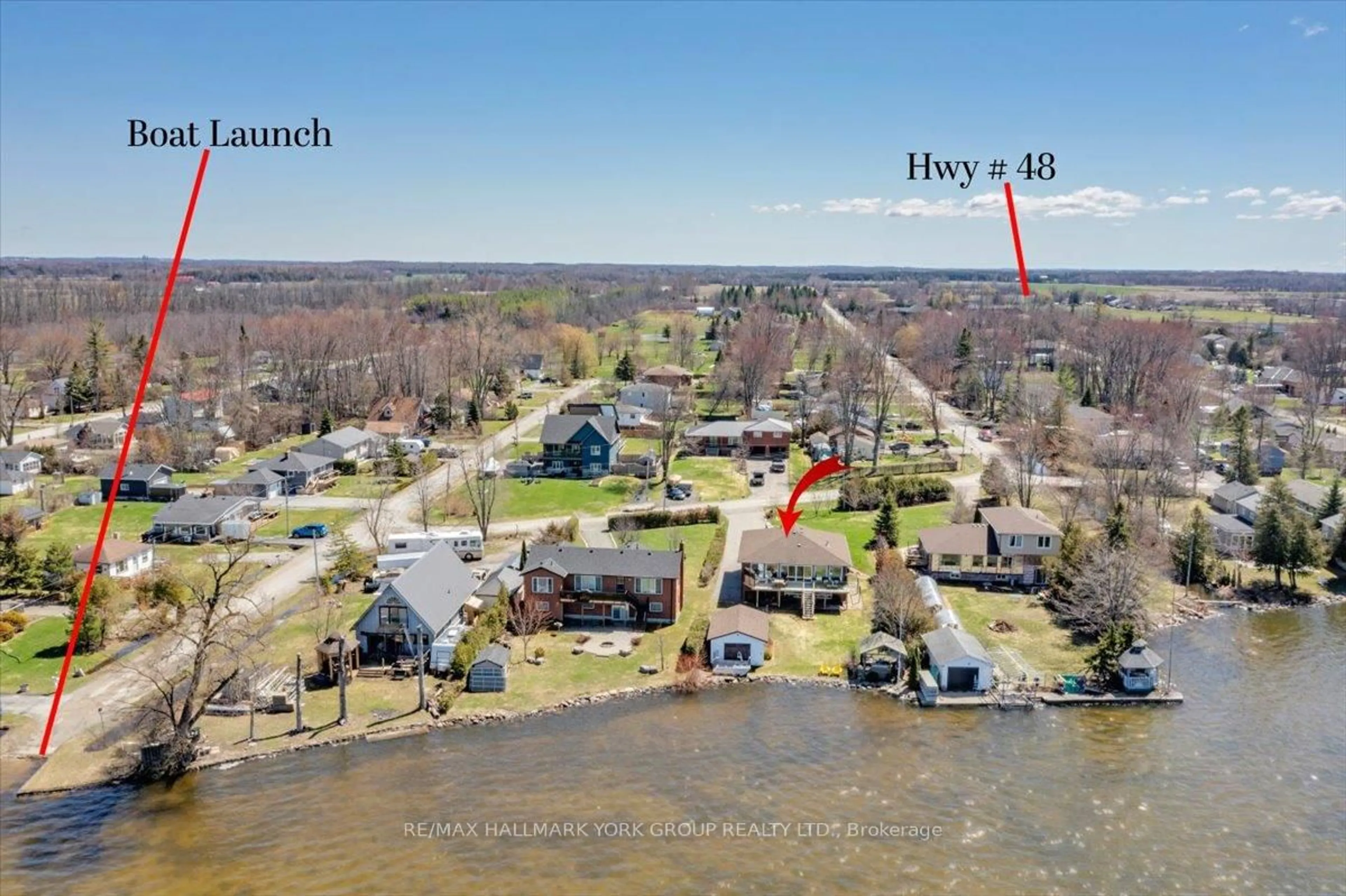 A pic from outside/outdoor area/front of a property/back of a property/a pic from drone, water/lake/river/ocean view for 20 Burnie Rd, Georgina Ontario L0E 1N0
