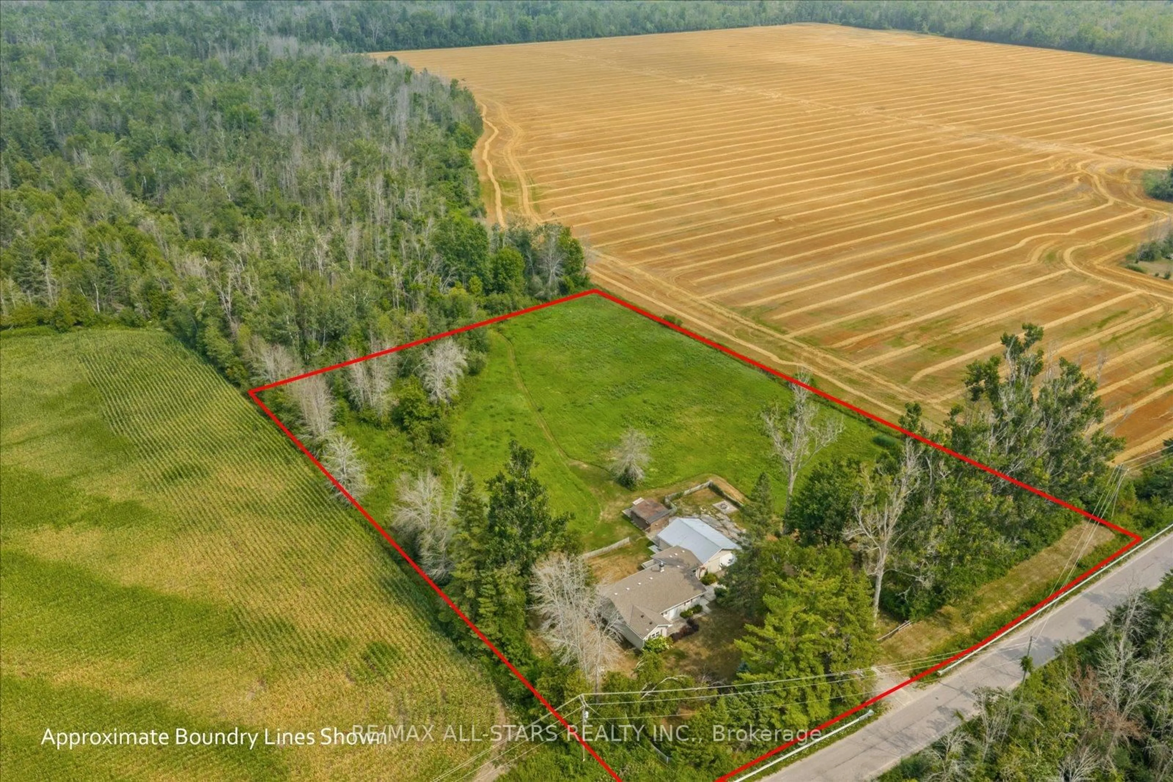 A pic from outside/outdoor area/front of a property/back of a property/a pic from drone, forest/trees view for 32805 Thorah Sdrd, Brock Ontario L0K 1A0