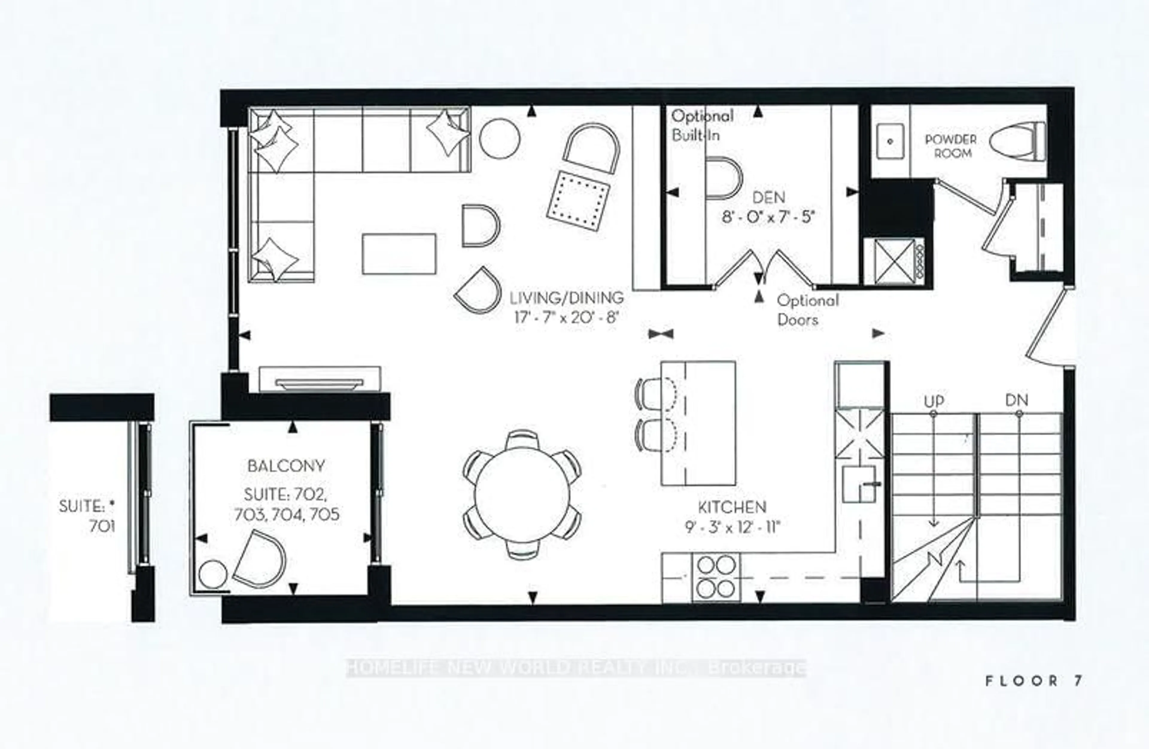Floor plan for 38 Simcoe Promenade #903, Markham Ontario L6G 0H7