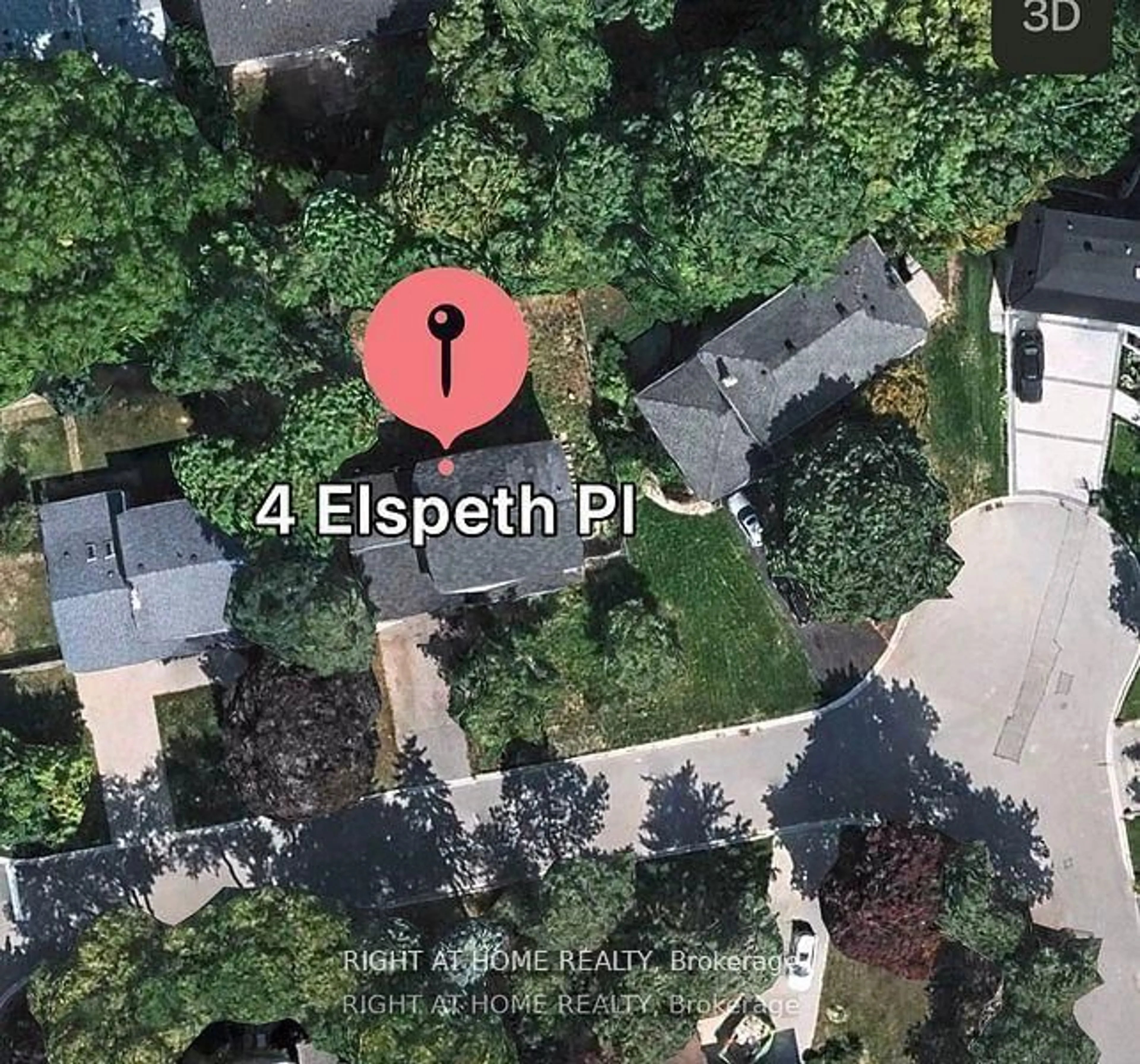 A pic from outside/outdoor area/front of a property/back of a property/a pic from drone, street for 4 Elspeth Pl, Markham Ontario L3T 1C4