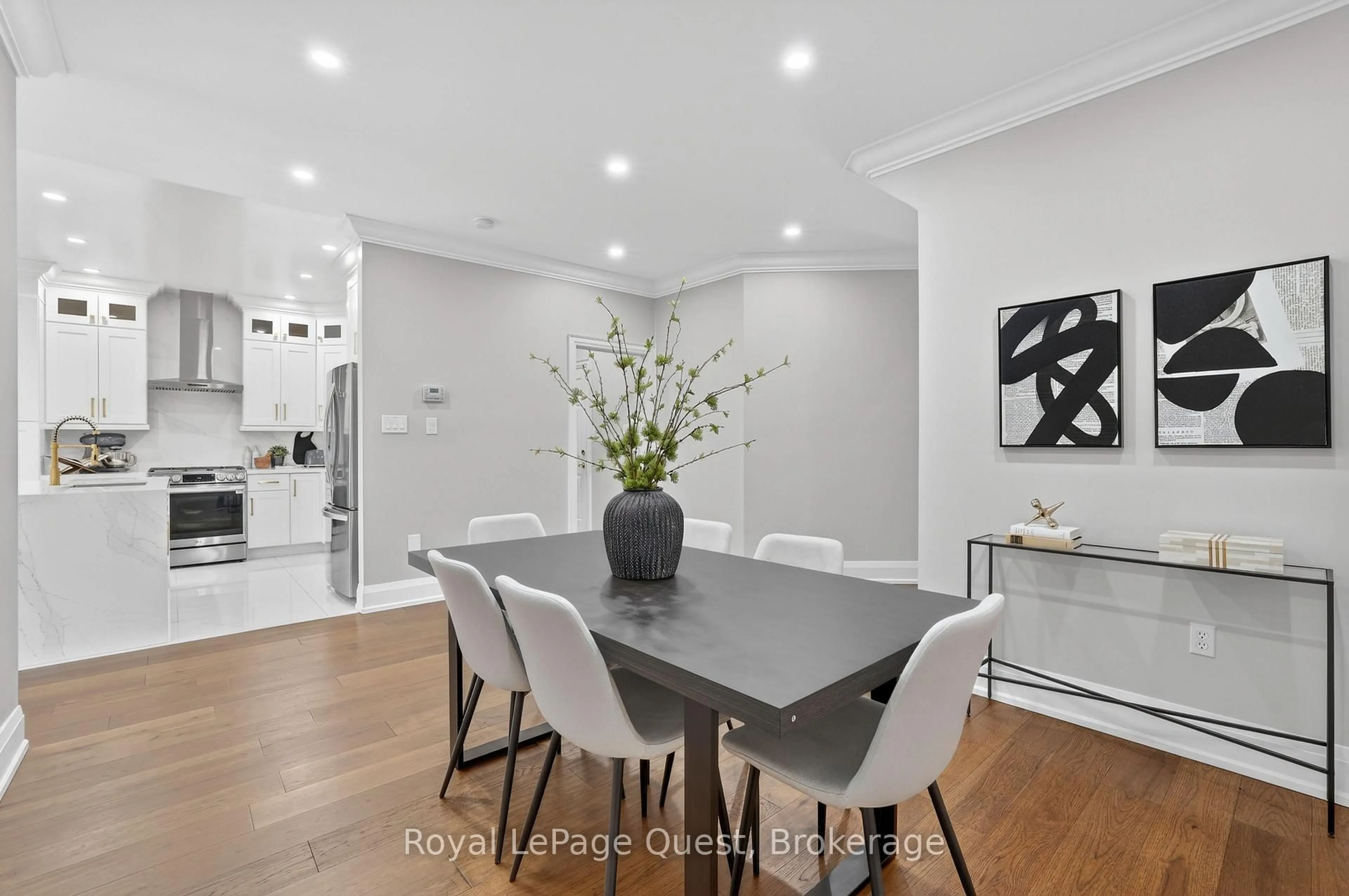Dining room, wood/laminate floor for 153 Woodbury Cres, Newmarket Ontario L3X 2S5