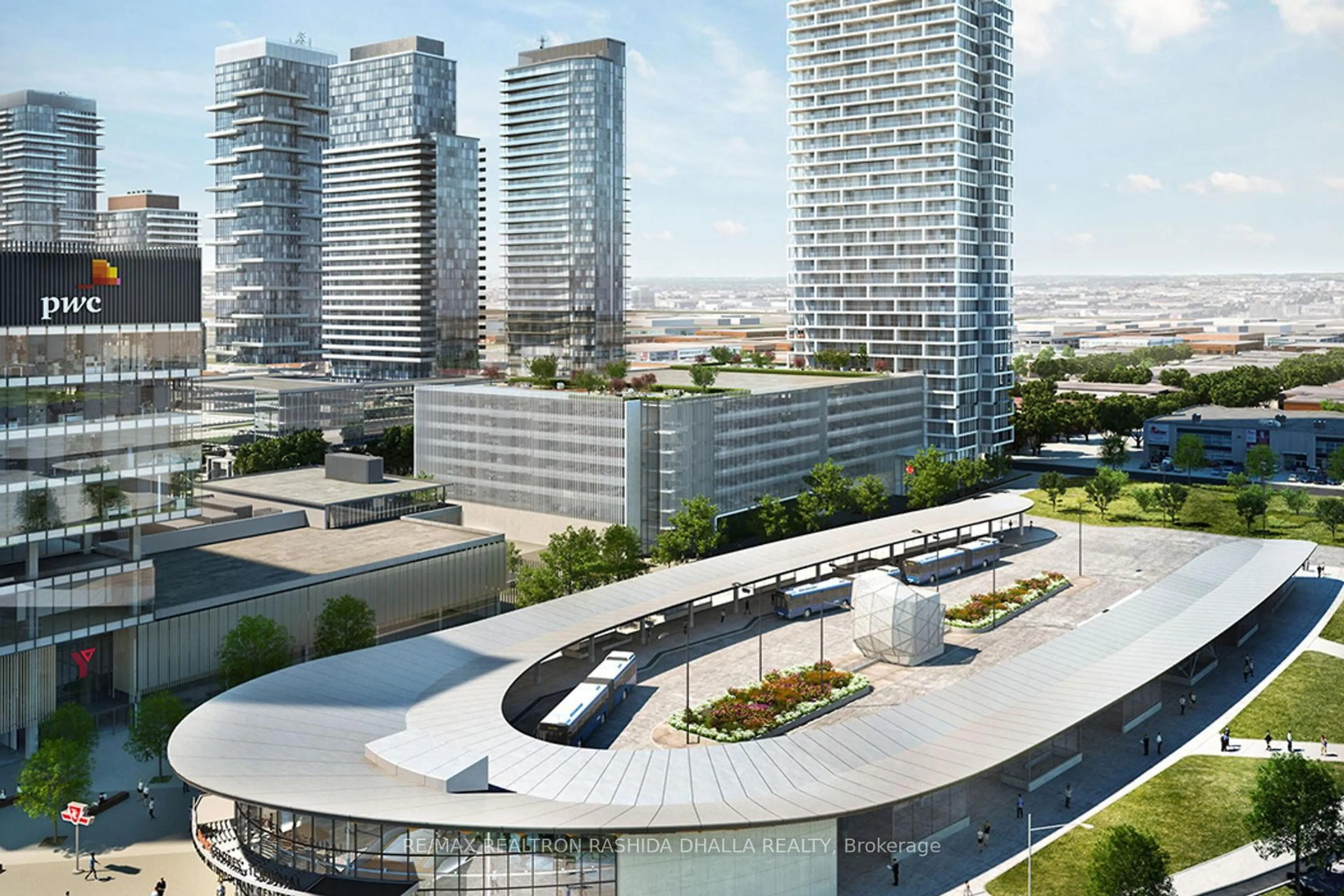 Patio, city buildings view from balcony for 5 Buttermill Ave #5312, Vaughan Ontario L4L 9J8