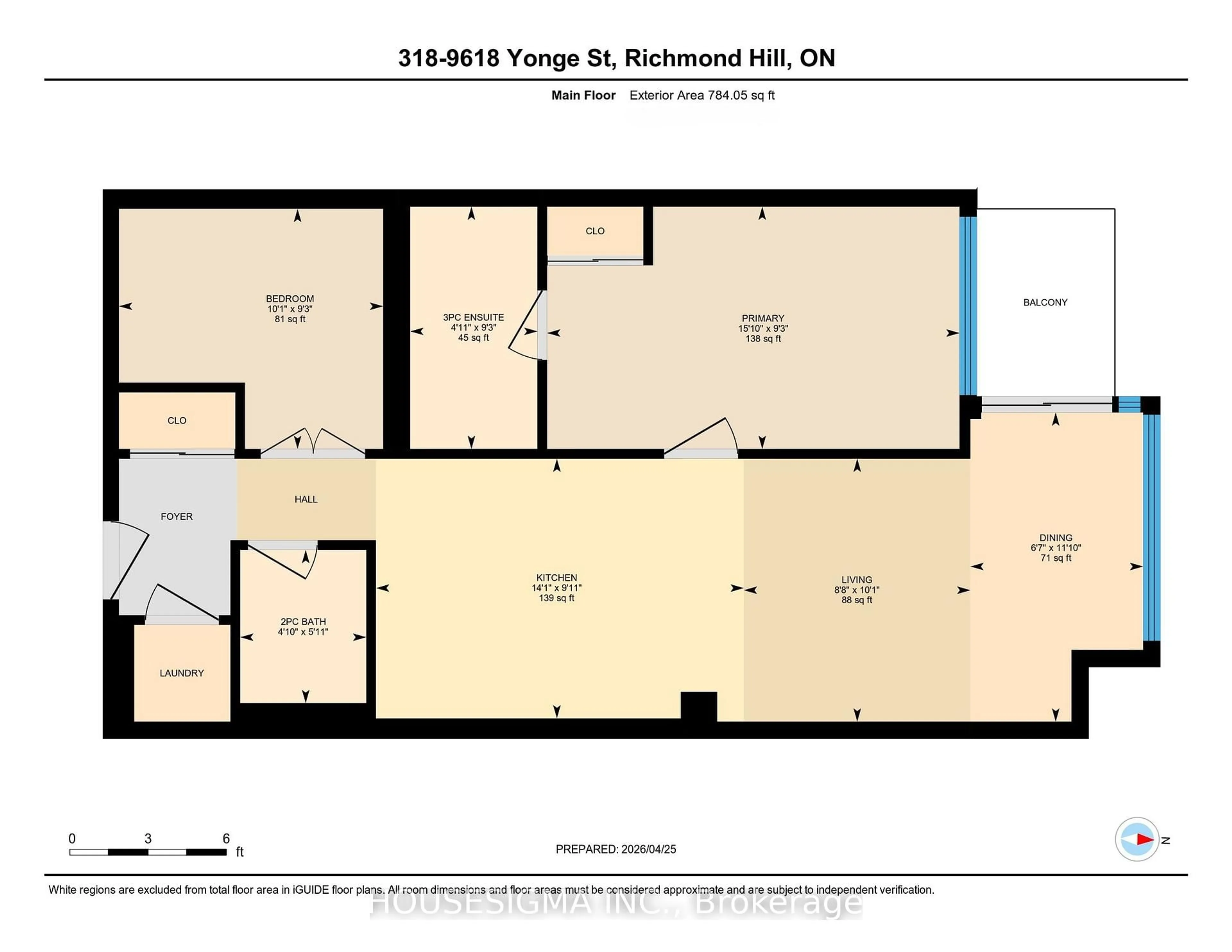 Floor plan for 9618 Yonge St #318, Richmond Hill Ontario L4C 0X5