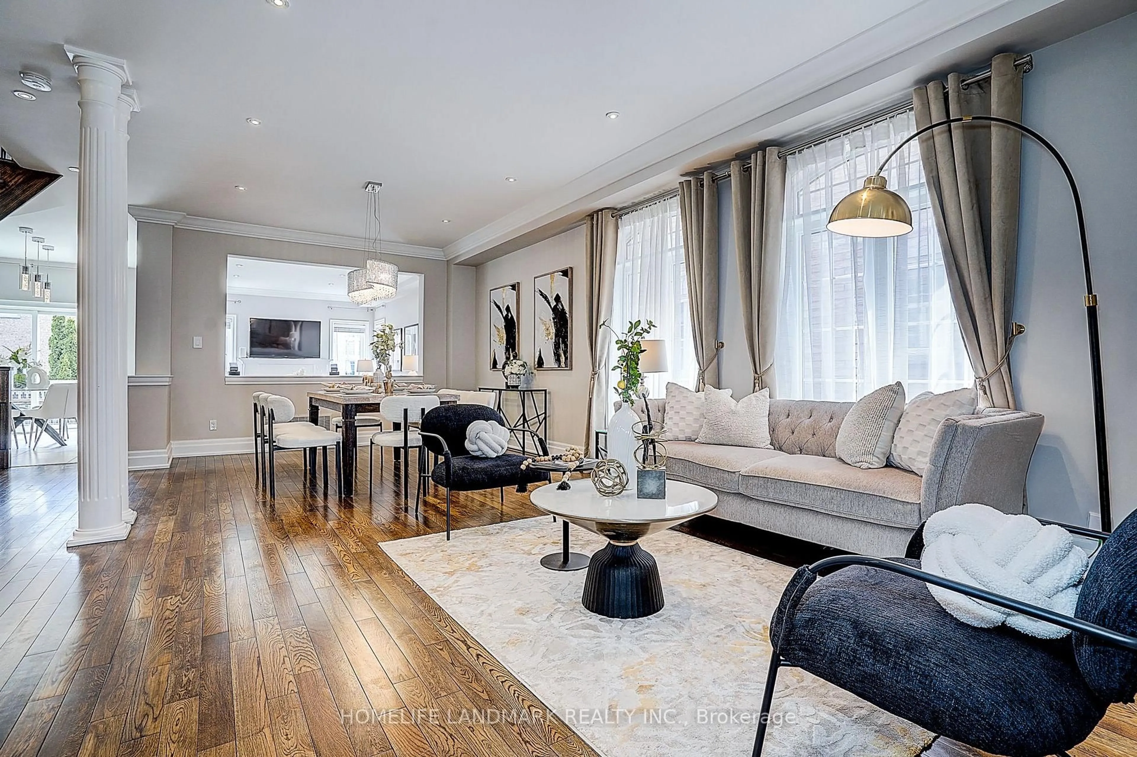 Living room with furniture, wood/laminate floor for 19 Daniel Bram Dr, Vaughan Ontario L6A 0L4