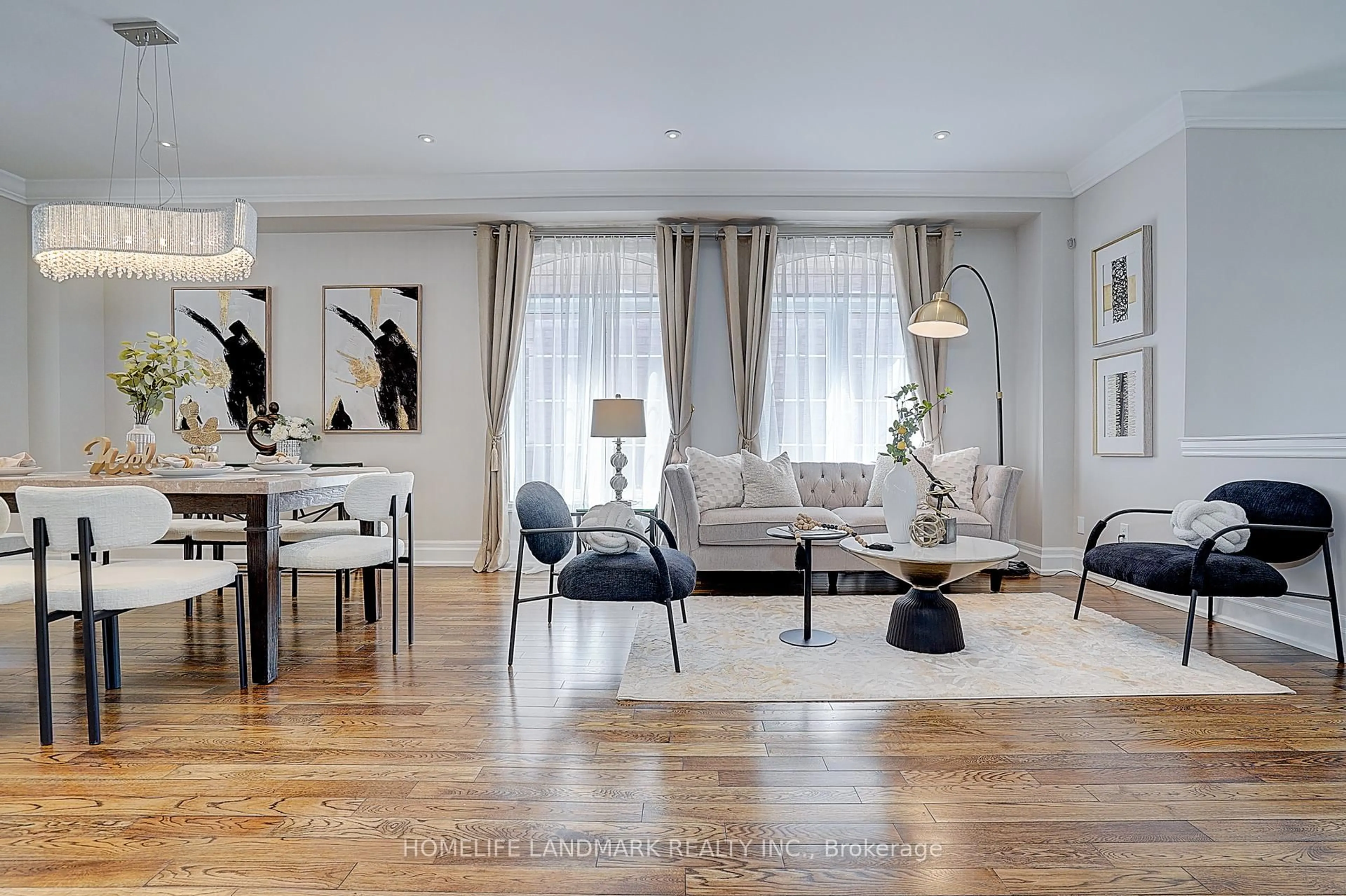 Living room with furniture, wood/laminate floor for 19 Daniel Bram Dr, Vaughan Ontario L6A 0L4