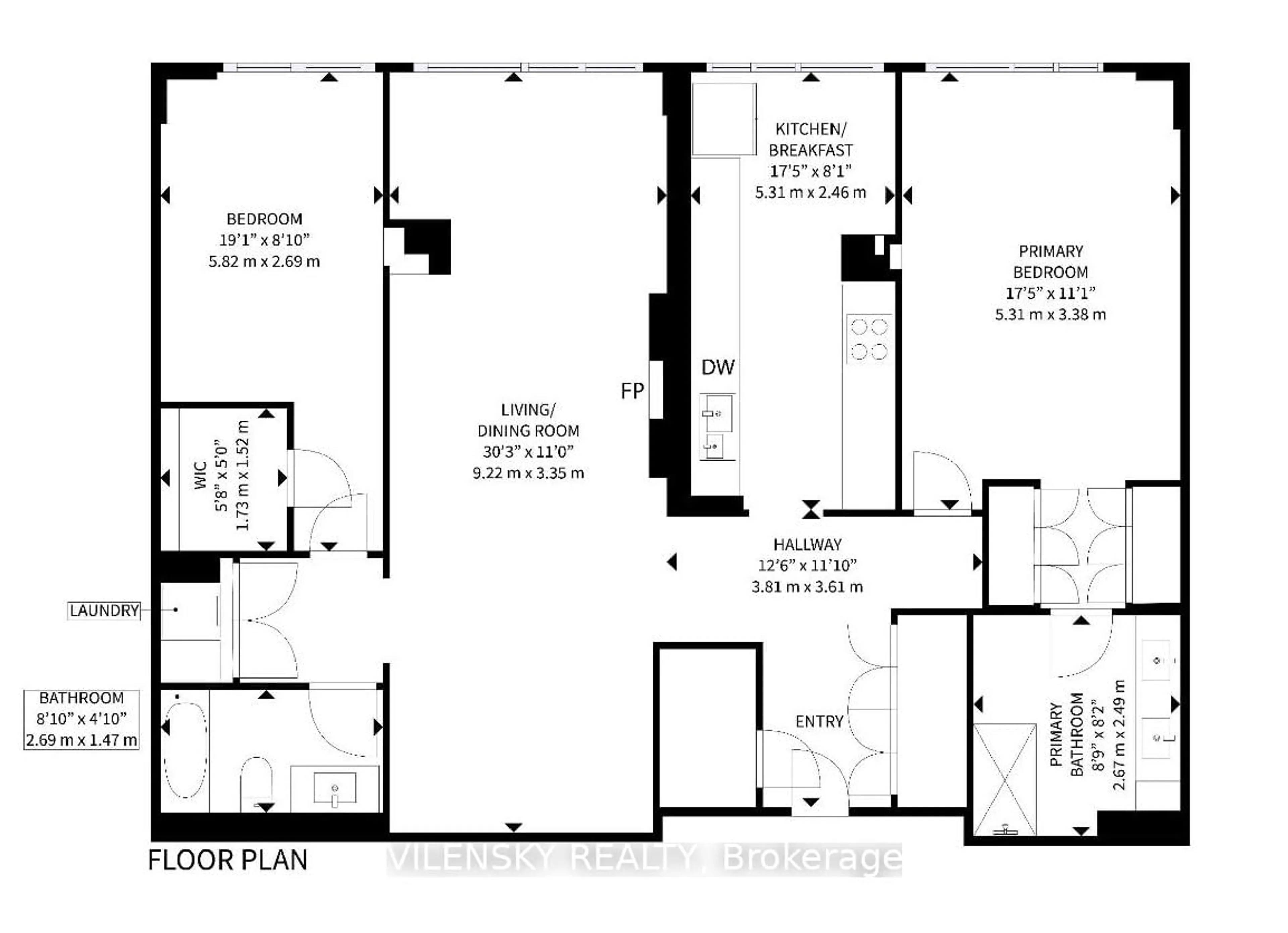 Floor plan for 110 Promenade Circ #1402, Vaughan Ontario L4J 7W8