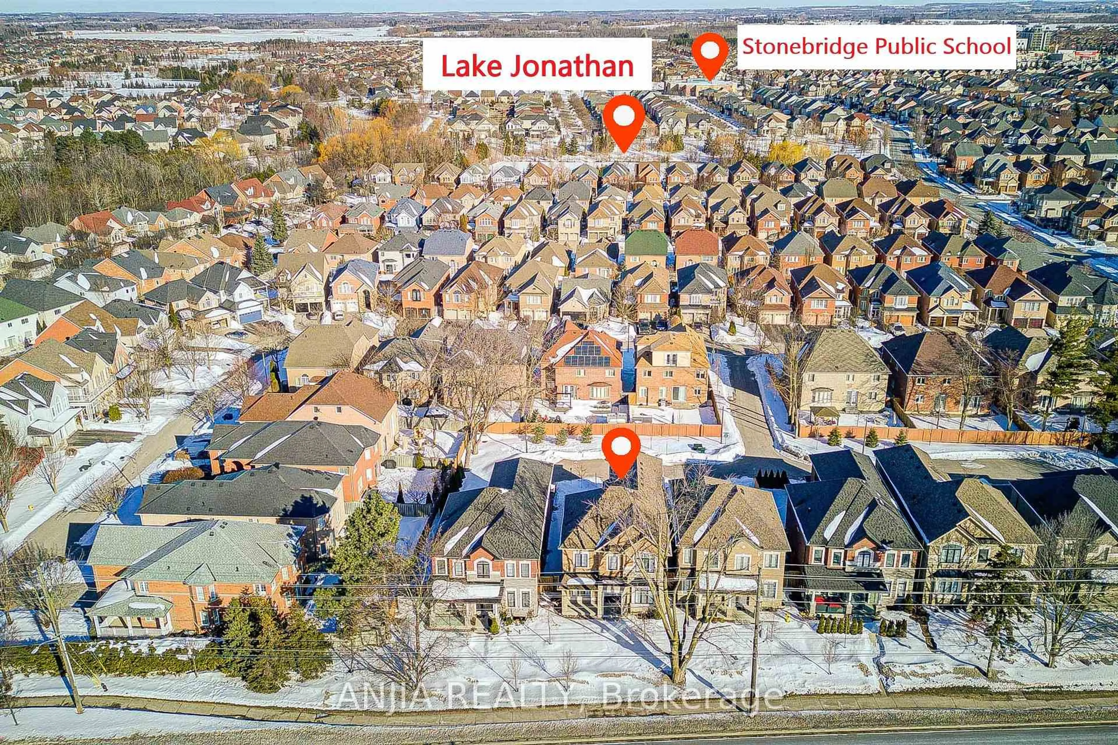 A pic from outside/outdoor area/front of a property/back of a property/a pic from drone, water/lake/river/ocean view for 5158 16th Ave, Markham Ontario L6C 2H1