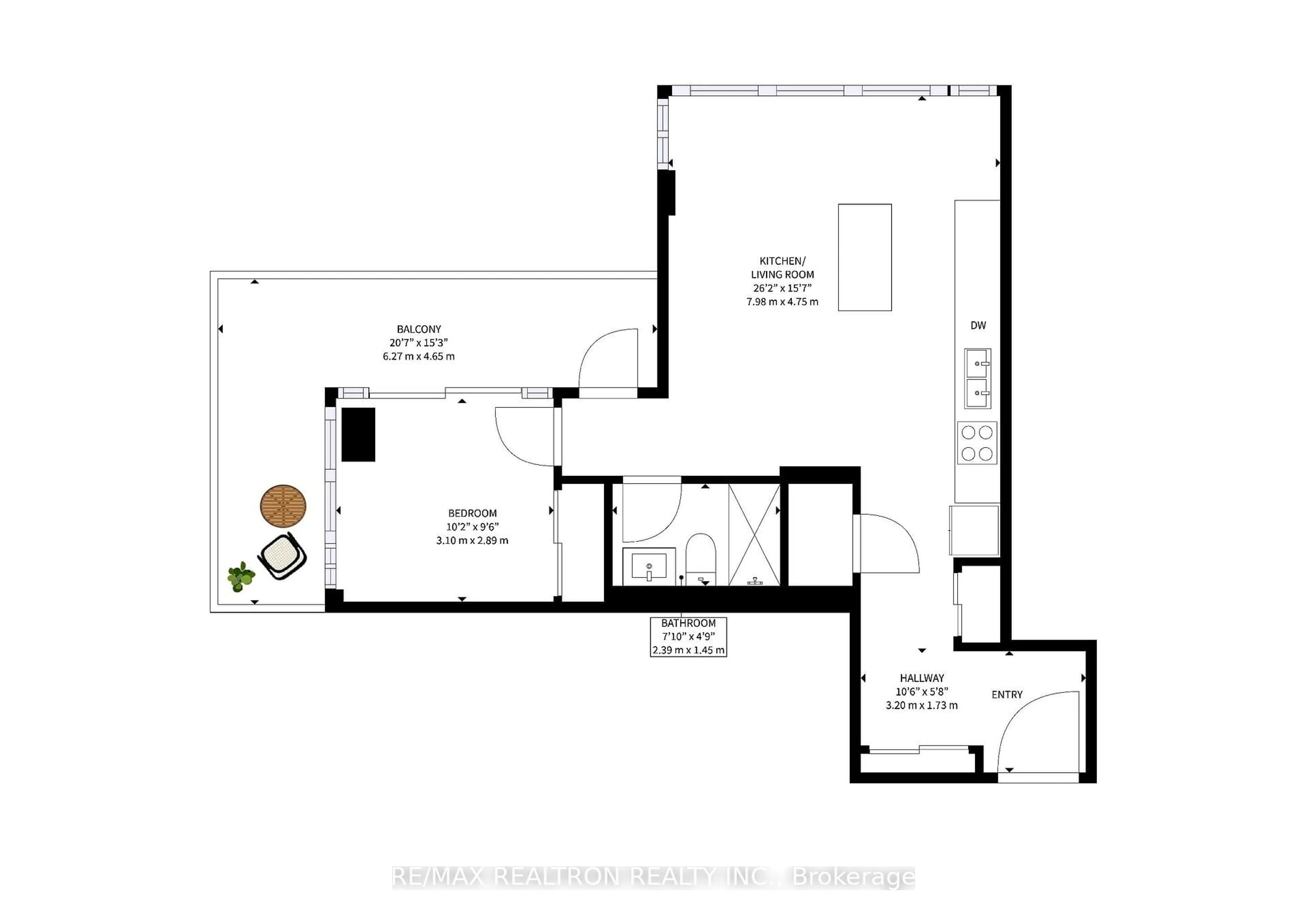 Floor plan for 9608 Yonge St #606, Richmond Hill Ontario L4C 0X4