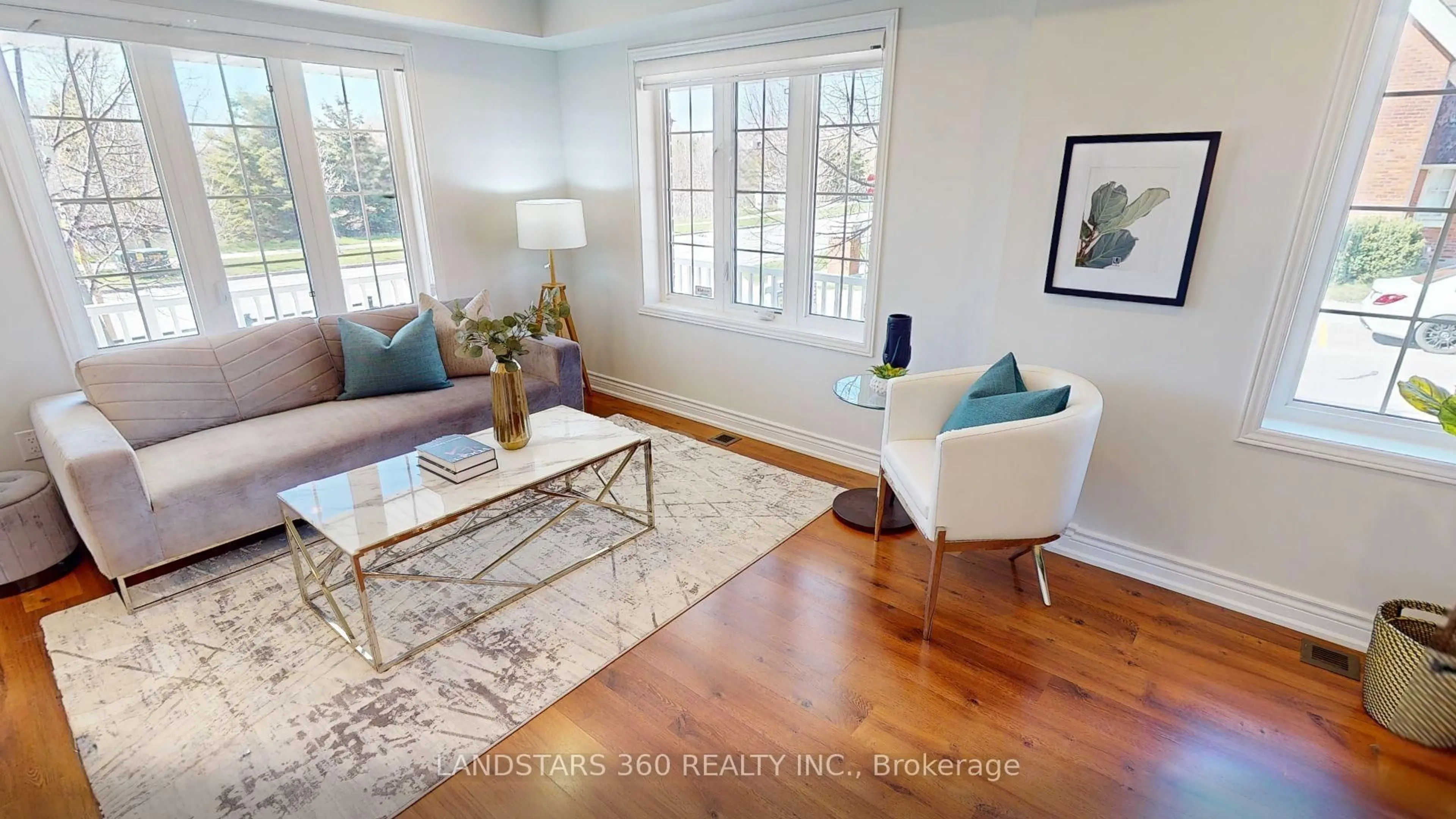 Living room with furniture, wood/laminate floor for 1 Eastern Skies Way, Markham Ontario L6E 0N8