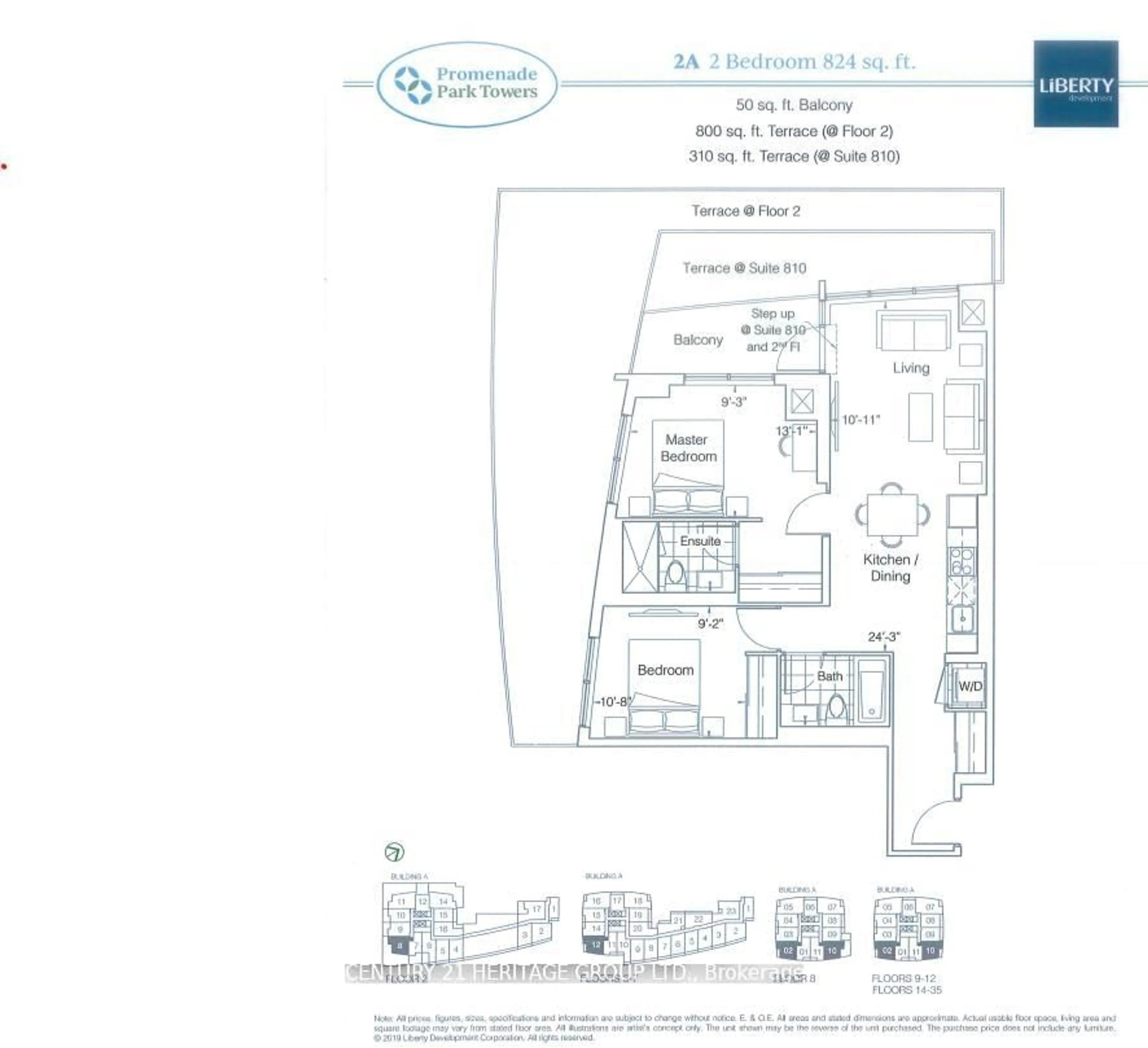 Floor plan for 30 Upper Mall Way #A3410, Vaughan Ontario L4J 0L7