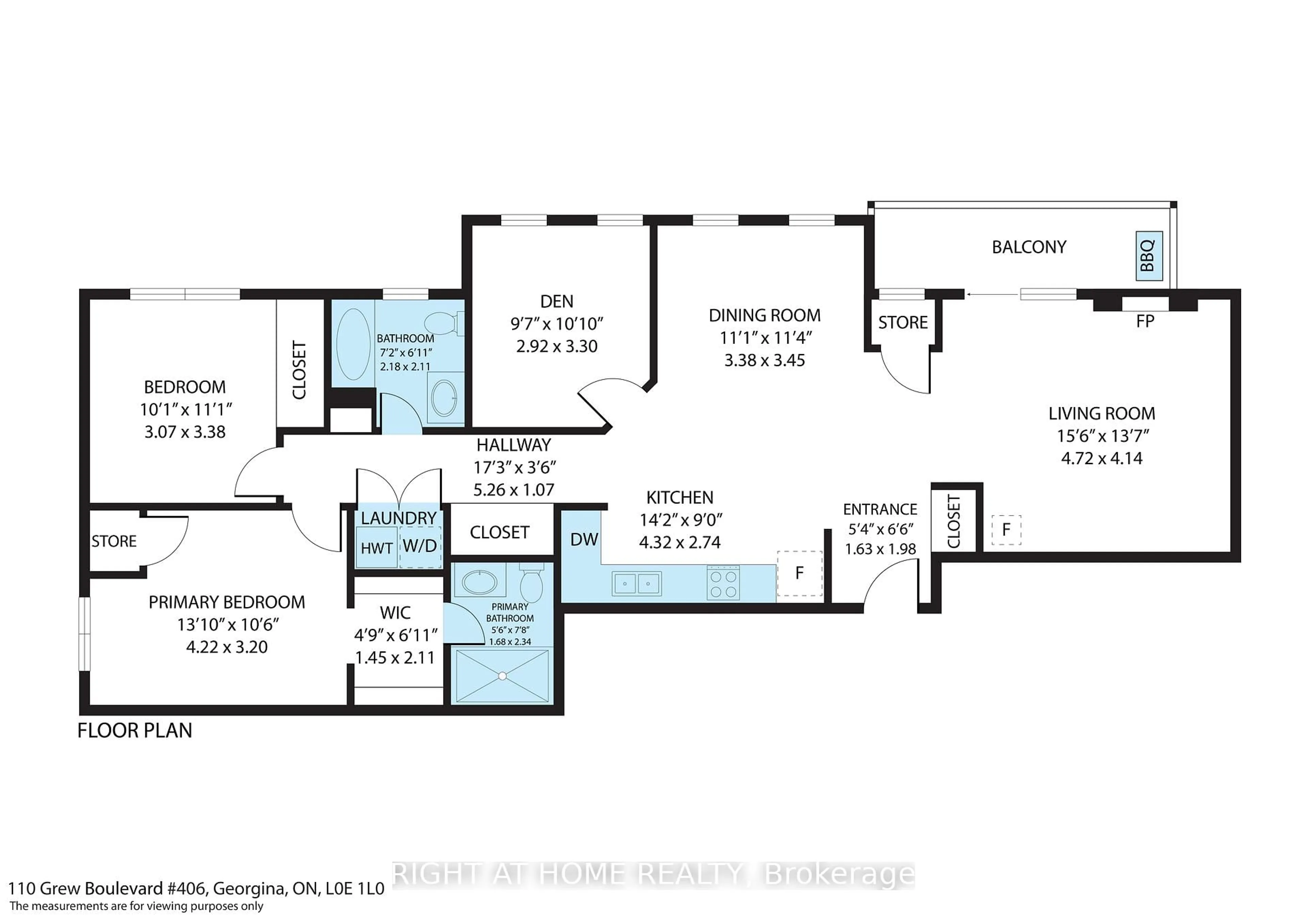 Floor plan for 110 Grew Blvd #406, Georgina Ontario L0E 1L0