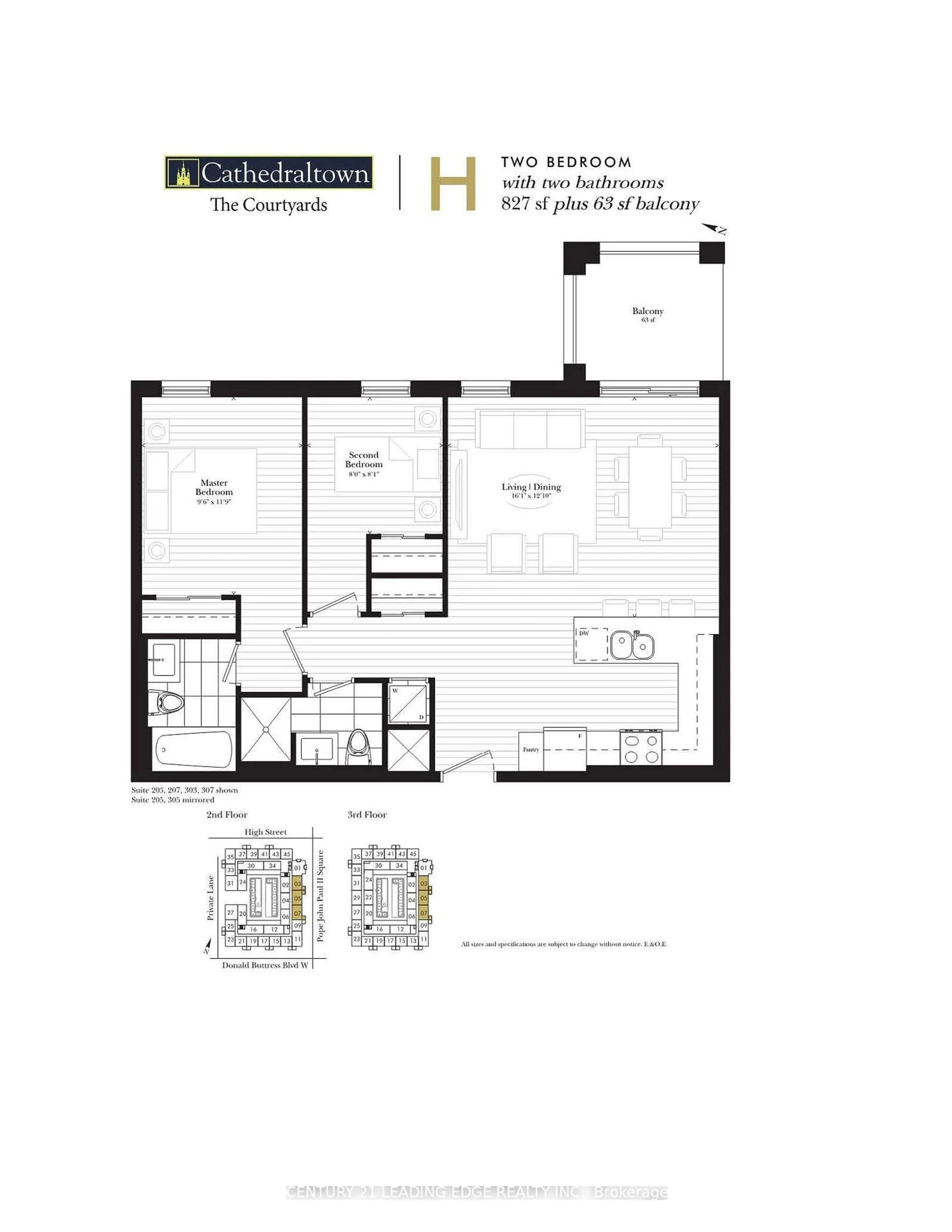 Floor plan for 101 Cathedral High St #303, Markham Ontario L6C 0P1